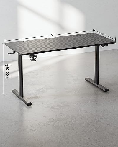 Miniatura 8 de FAMISKY Escritorio eléctrico de pie, escritorio de altura ajustable de 55 x 24 pulgadas, ergonómico para oficina en casa, estación de trabajo para