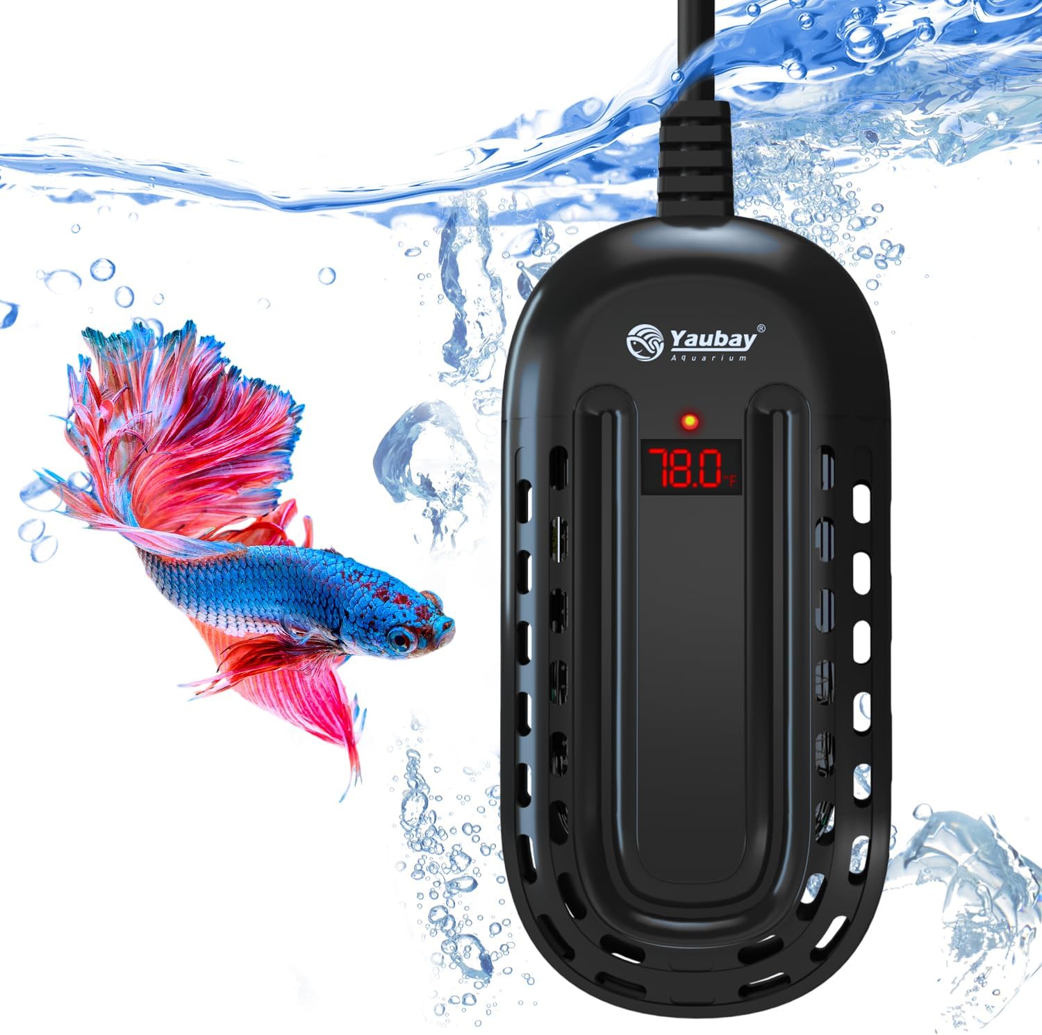 FUMAK Mini Aquarium Heater Adjustable 150W Submersible Fish Tank Heater with LED