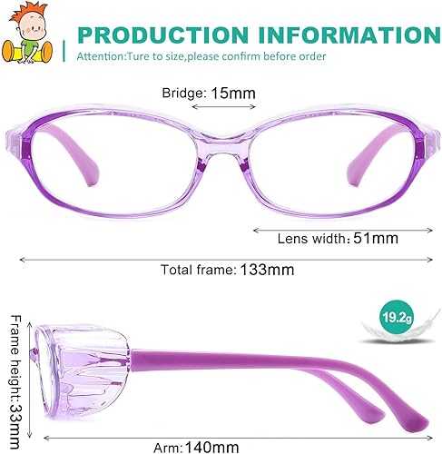 Miniatura 10 de Dollger Gafas de seguridad antivaho con bloqueo de luz azul, lentes de protección UV400 para niños de 0 a 6 años, gafas de seguridad anti polen