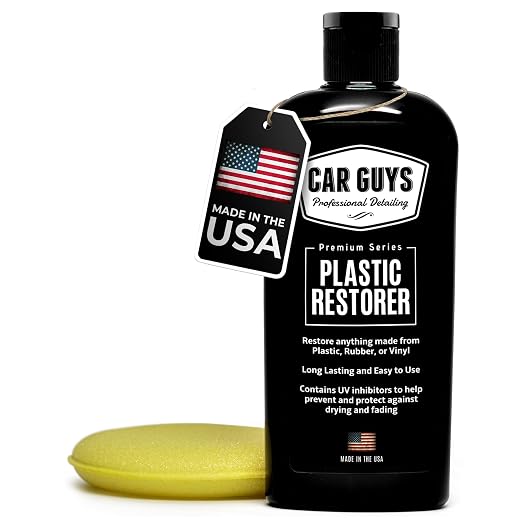 CAR GUYS Plastic Restorer | Bring Plastic, Rubber, and Vinyl Back to Life! | User Friendly Trim Restorer | Safe Auto Detailing Supplies | 8 Oz Kit with Foam Applicator
