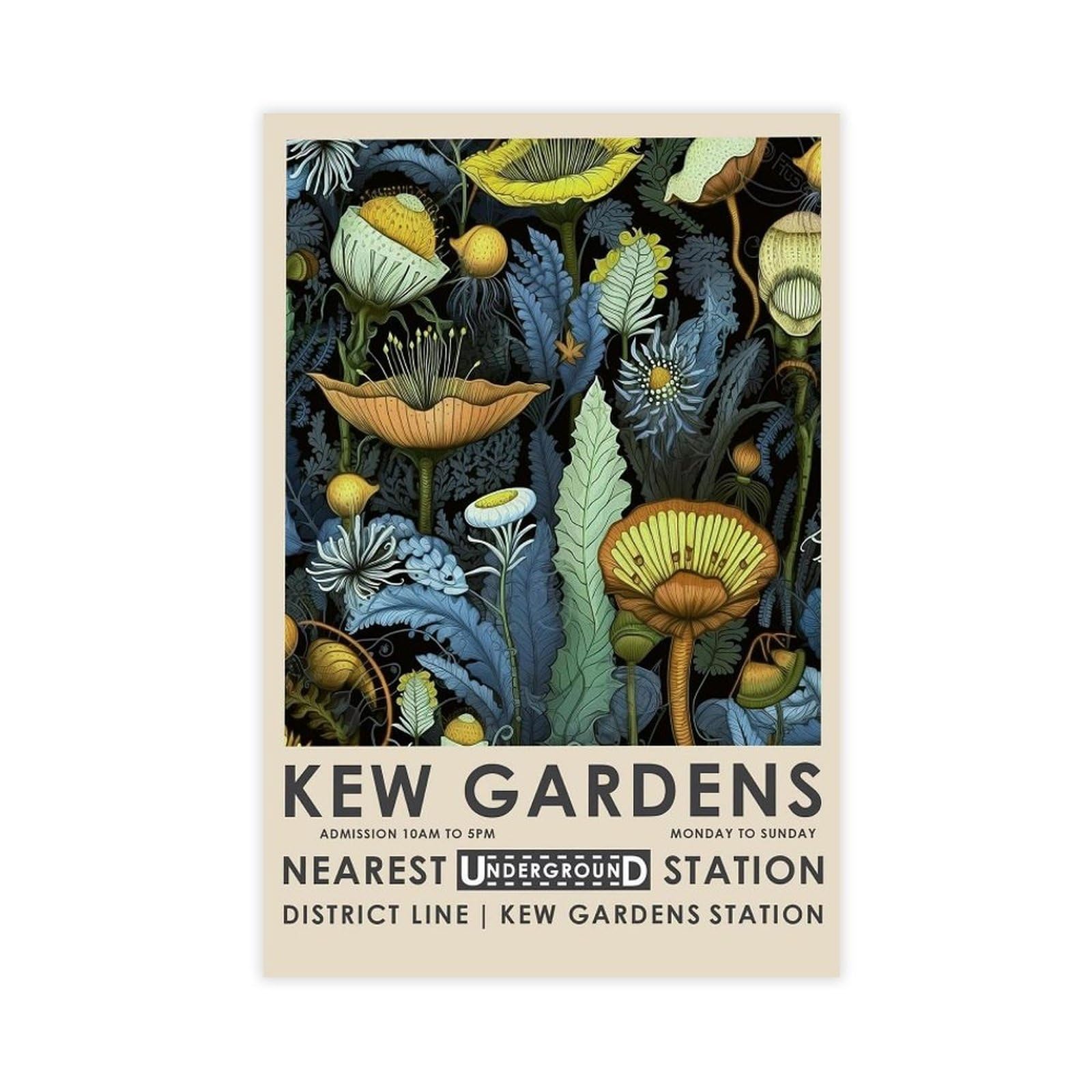 MGHDGD Kew Gardens, Vintage Botanical Poster (4) Canvas Poster Bedroom Decor Landscape Office Room Decor Gift 12x18inch(30x45cm)
