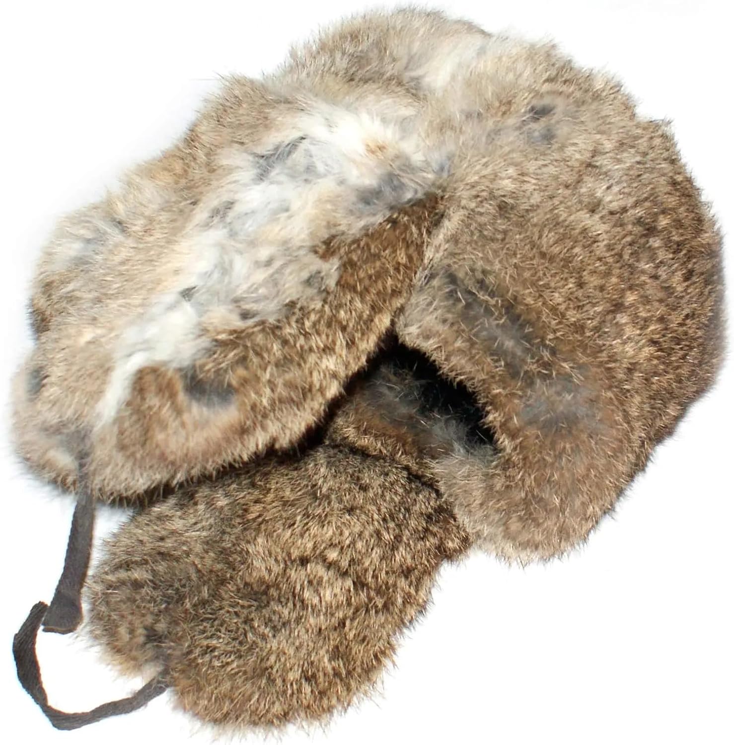 Rabbit Fur Ushanka Winter Hat Grey