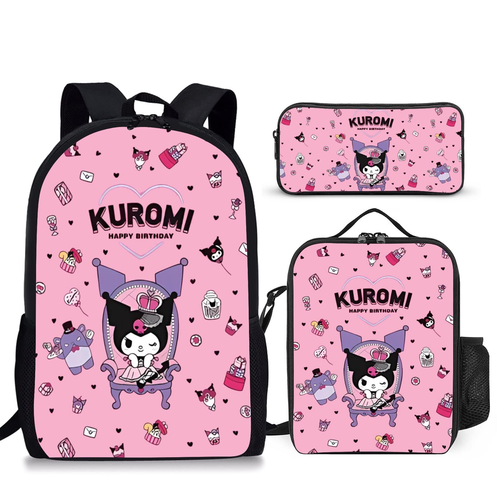 Tbupnci 3PCS Kids Large Capacity Kawaii Backpack with Lunch Box - Travel School Bag Laptop Backpack - Cute Fan Gift Set