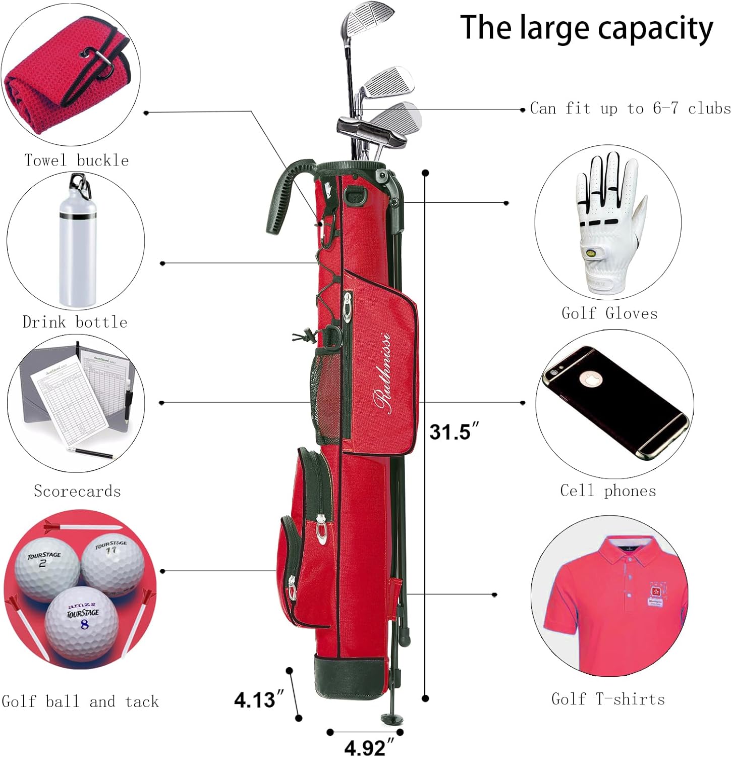 Golf Stand Bag, Lightweight Golf Easy Carry Bag with Padded Strap,Durable Pitch n Putt Golf Bag, Practice Ranger Sunday Golf Bag for Men&Women - Image 4
