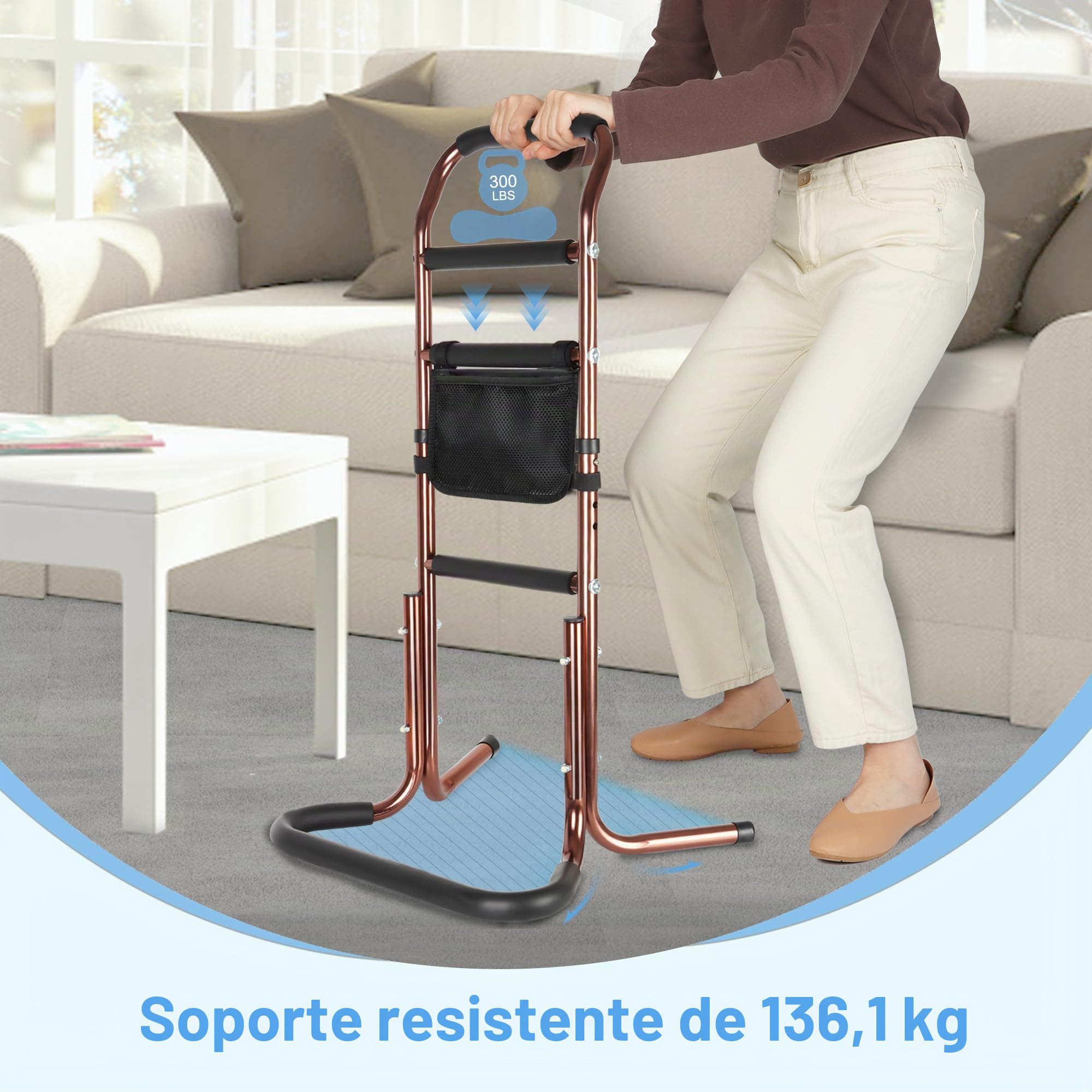Ayuda para Levantarse Para Personas Mayores, Ayuda paraLevantarse para Ancianos, Altura Ajustable, Ayuda para Levantarse del Sofá, Cama, Inodoro, Caminar (Soporta hasta 136 kg)