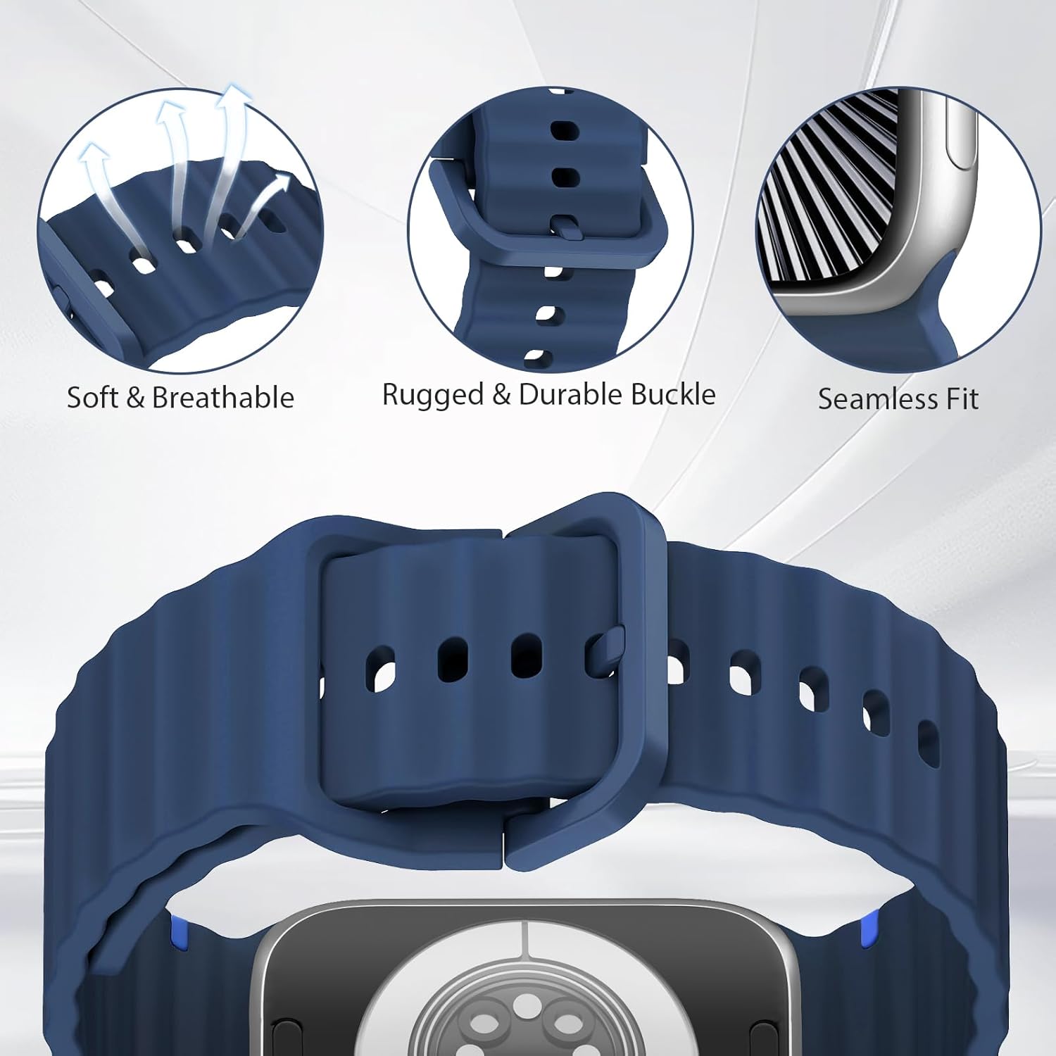 Sport Bands for Apple Watch Band 40mm 41mm 42mm 38mm 45mm 44mm 46mm iWatch Wristband for Women Men,Waterproof Silicone Strap for Apple Watch Series 11 10 9 8 7 6 5 4 3 SE 2nd 3nd Ultra/3/2 49mm 41 45 - Image 4