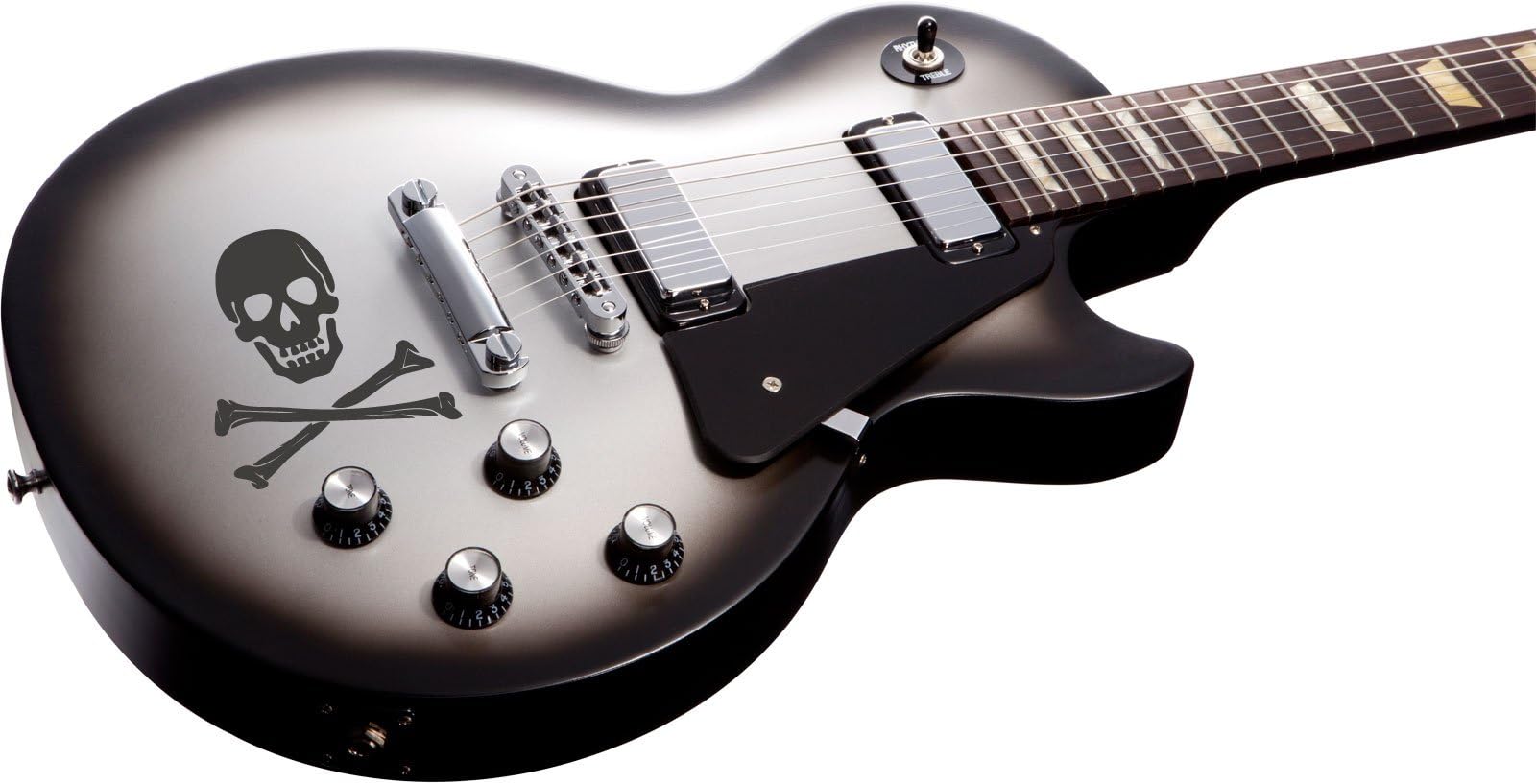 SKULL Guitar Body Decal Sticker Graphic for Electric & Acoustic, Charcoal