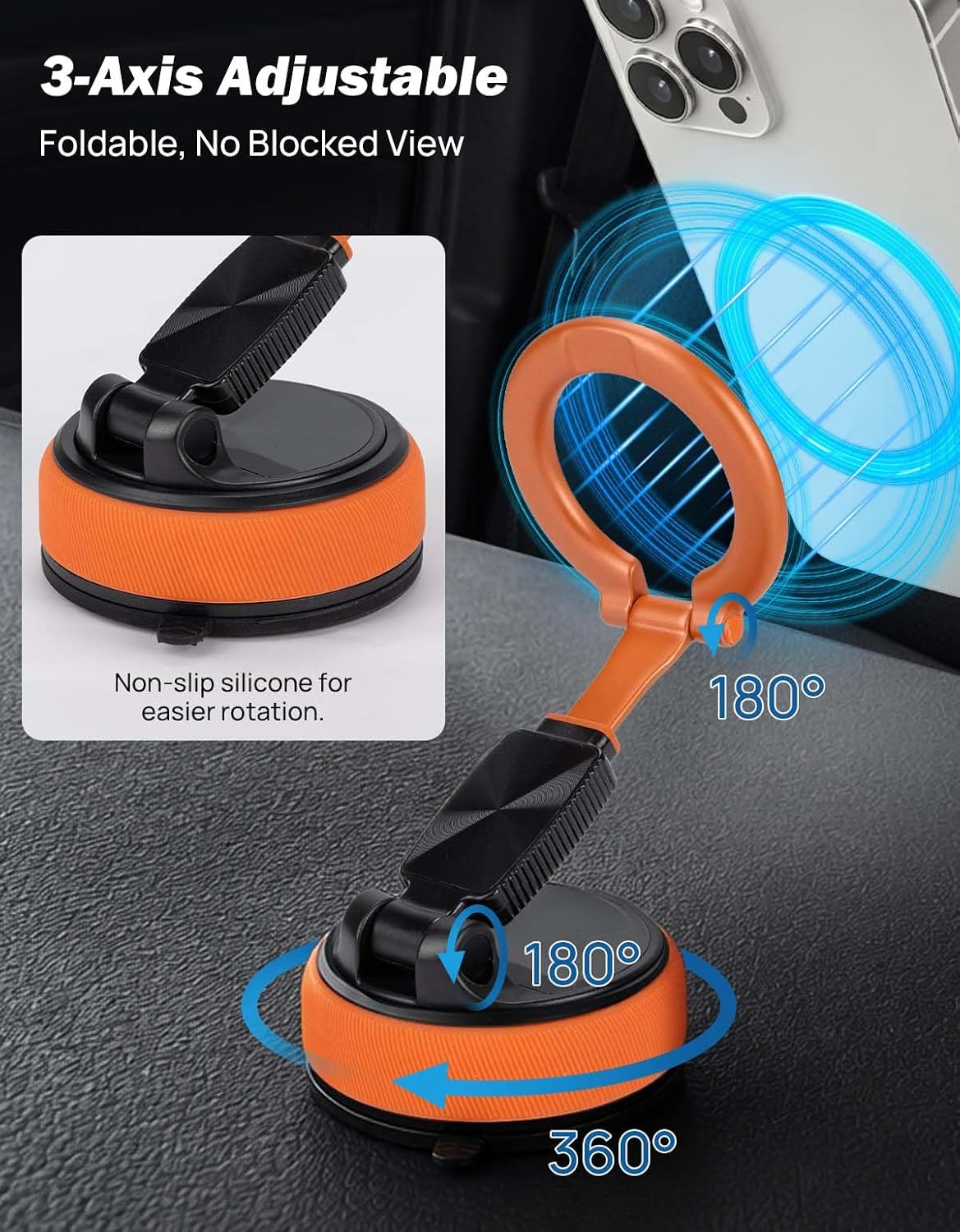 JOYTUTUS Magnetic Phone Holder Compatible with iPhone 12-17, 2-in-1 Orange image 4