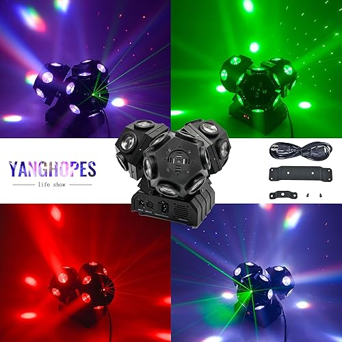 Miniatura 3 de 18 LEDs Cabeza móvil DJ luz giratoria haz luces de escenario DJ Iluminación Led Pinspot Luces de iluminación ascendente para eventos Activado por