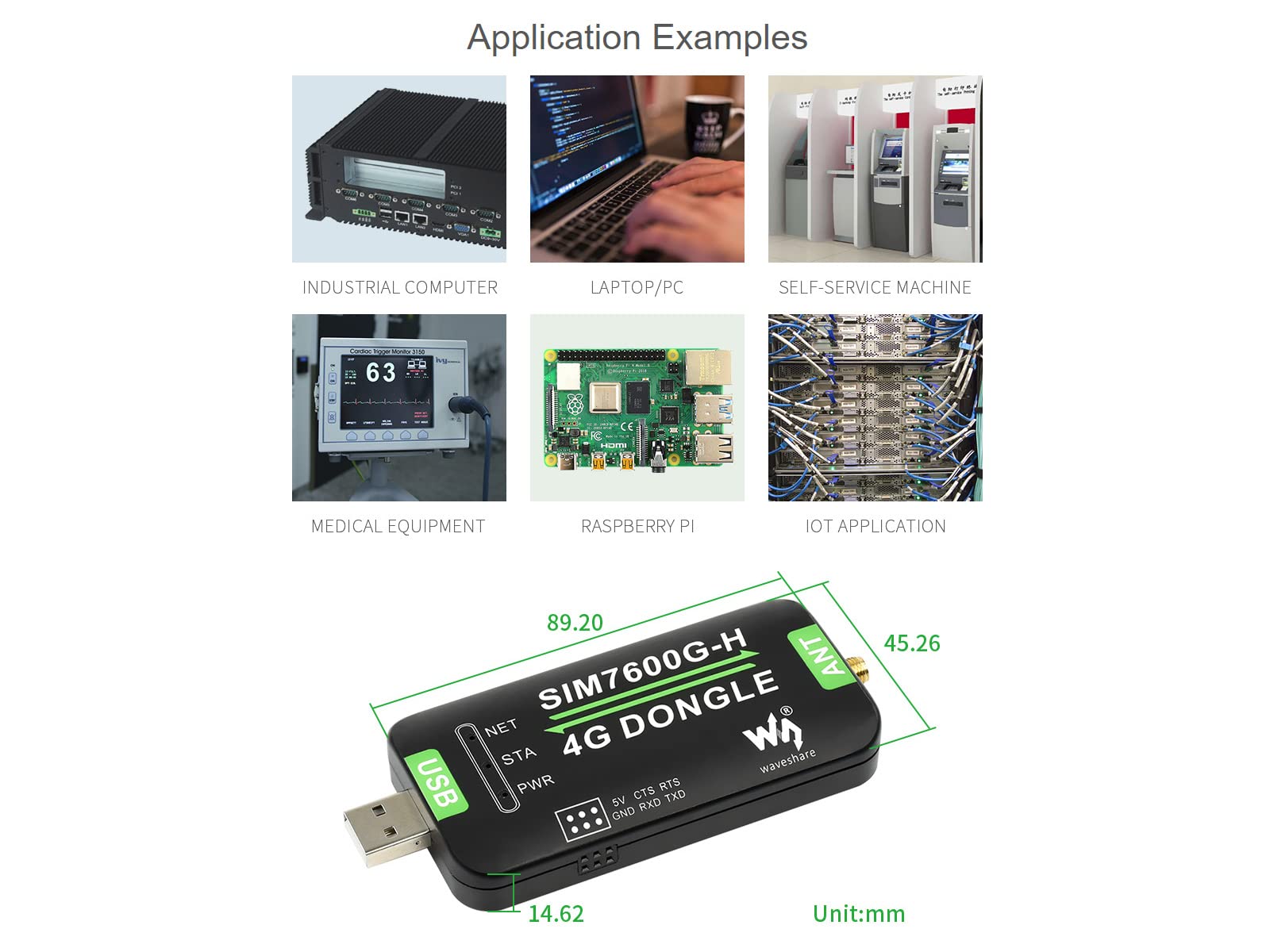 Waveshare SIM7600G-H 4G DONGLE with Antenna,Supports Global Band,Industrial Grade 4G Communication and GNSS Positioning Peripheral with 50Mbps downlink Rate and 50Mbps uplink Rate