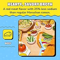 Vista 4 de Maruchan Ramen - Carne de res con menos sodio, fideos Ramen instantáneos, comidas listas para comer, 3 onzas, 24