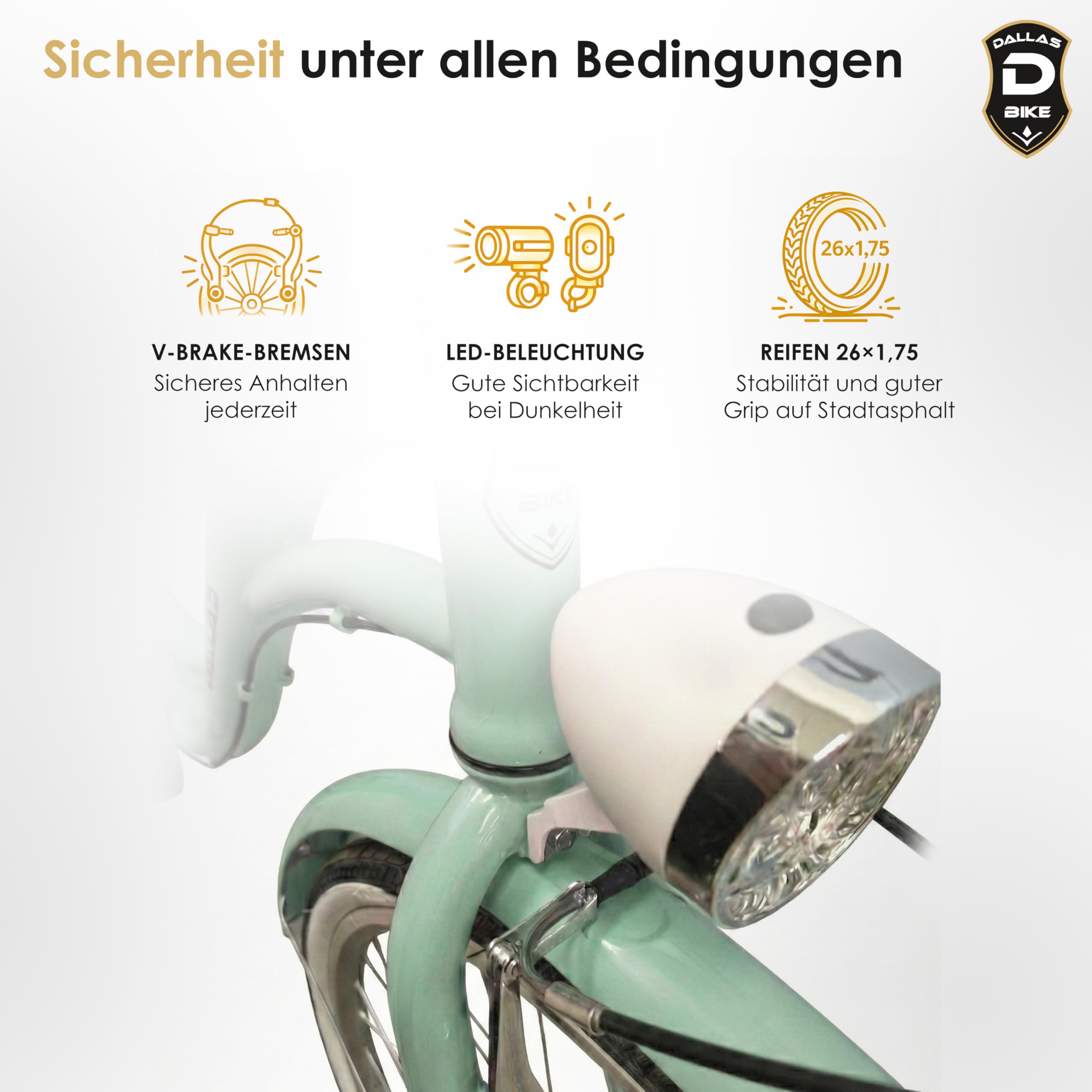 Fahrrad 26 Zoll - Bequemes Cityrad für Damen und Herren - mit 3-Gang Shimano Schaltung - Komfortabler Tiefeinsteiger für Stadt und Pendler - Dallas City