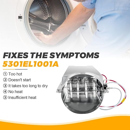 Miniatura 4 de 5301EL1001A Conjunto de elemento calefactor para secadora de Techecook- Apto para secadores Kenmore LG 5301EL1001H - Reemplaza 5301EL1001J