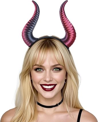MOSTORY 3D Demon Horns Headband for Women Men Cosplay, Dark Devil Horns Headband for Adult Halloween Costume Detachable