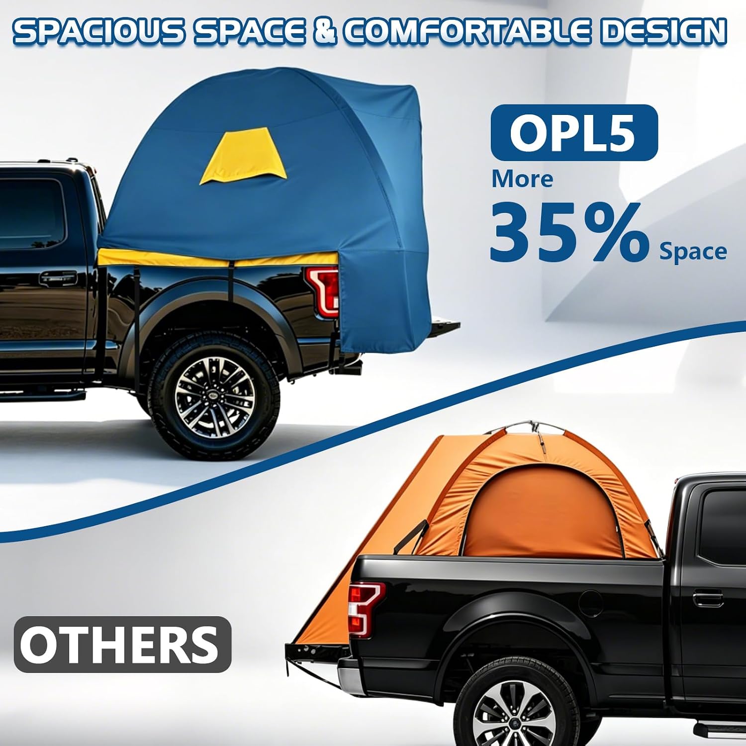 Truck Tent 5.5-5.8FT Bed for Camping, PU2000mm Waterproof Truck Bed Tent with Rainfly, Comfortable and Roomy Pickup Bed Tent for 2-3 Person Car Camping