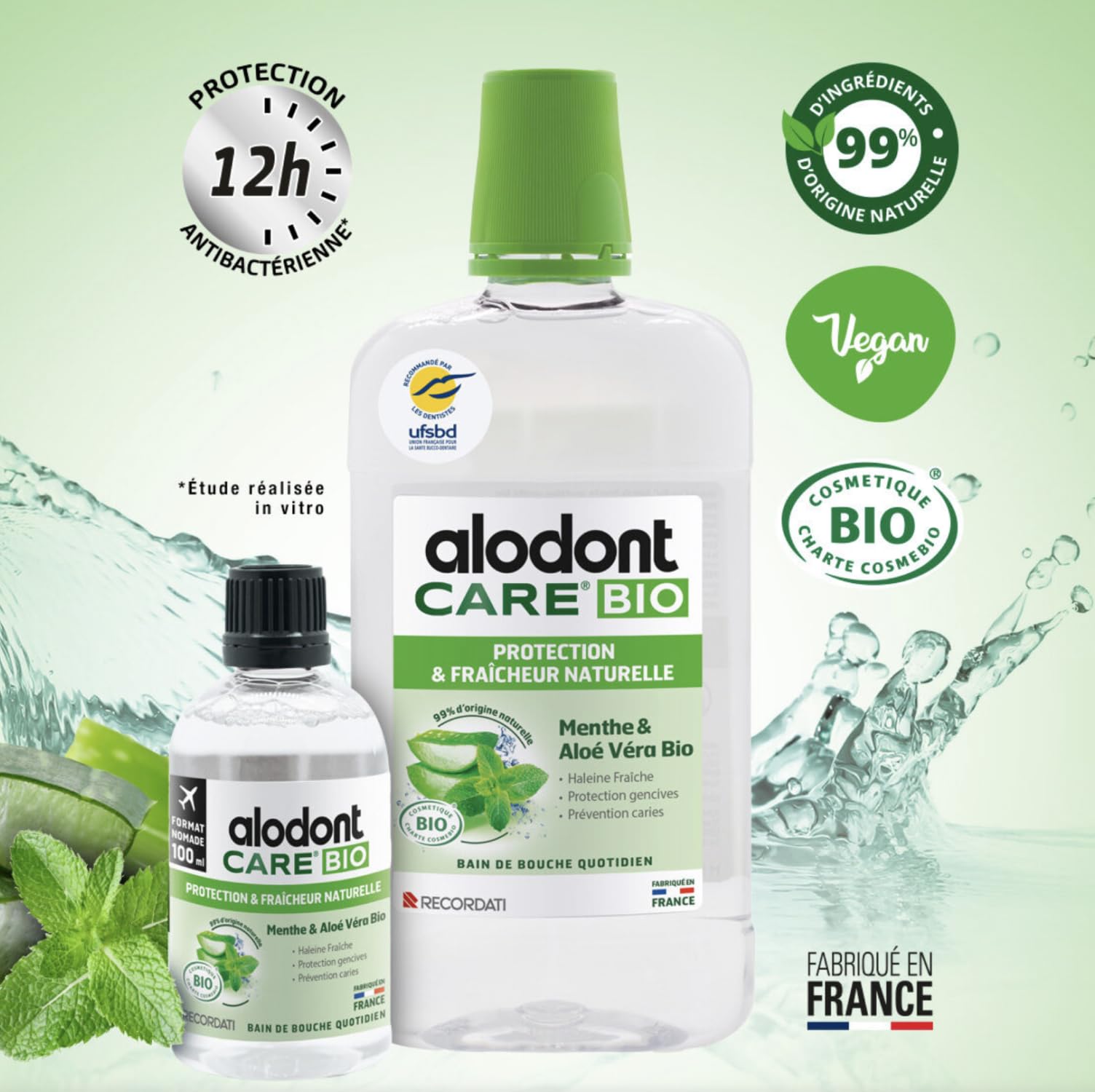 ALODONT CARE ORGANIC | Collutorio Naturale | Protegge le Gengive | Rinfresca l'Alito | Menta Piperita e Aloe Vera Biologica | Dai 6 anni in su | Confezione da 4 x 500 ml