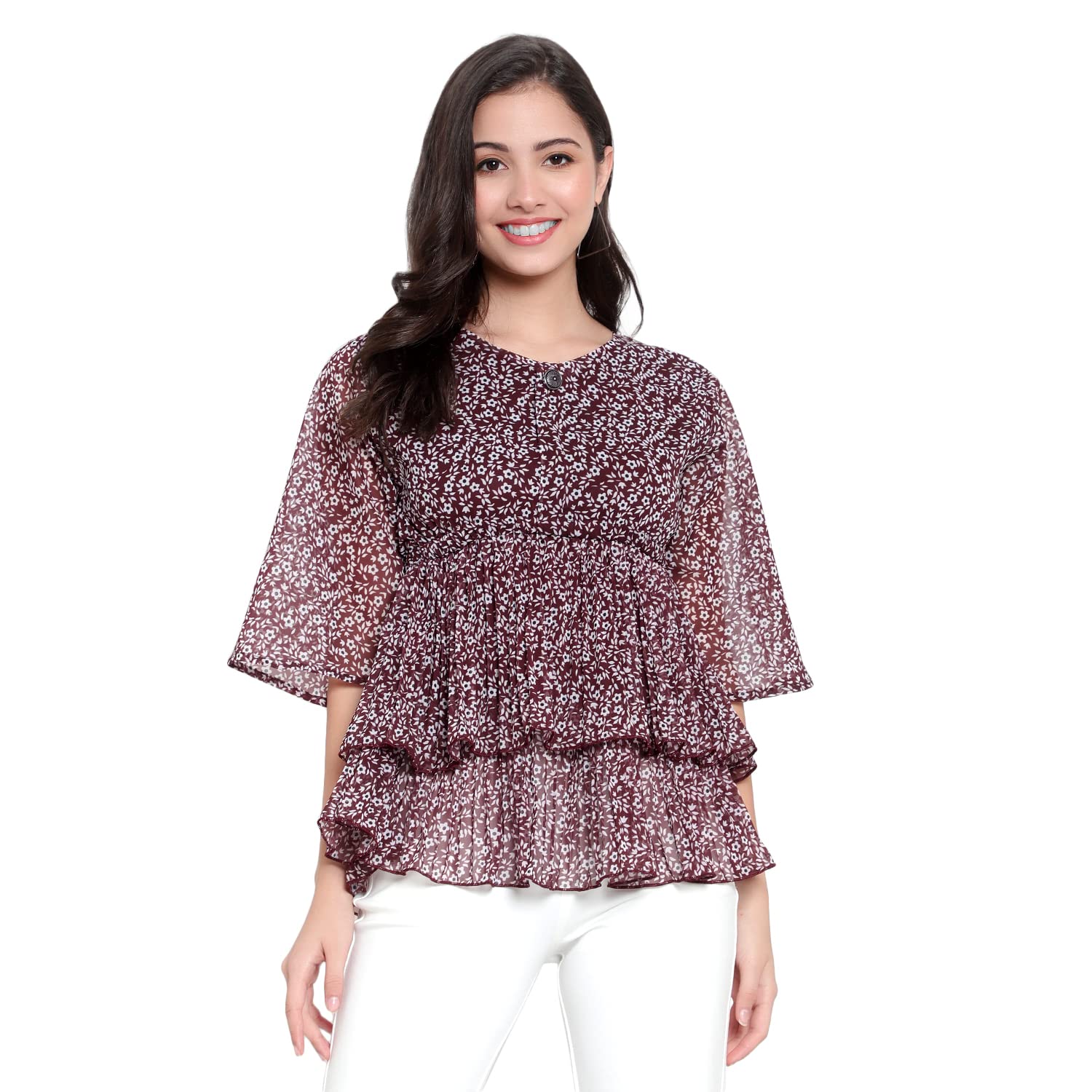 sky heights Women Georgette Floral Top-picture-18