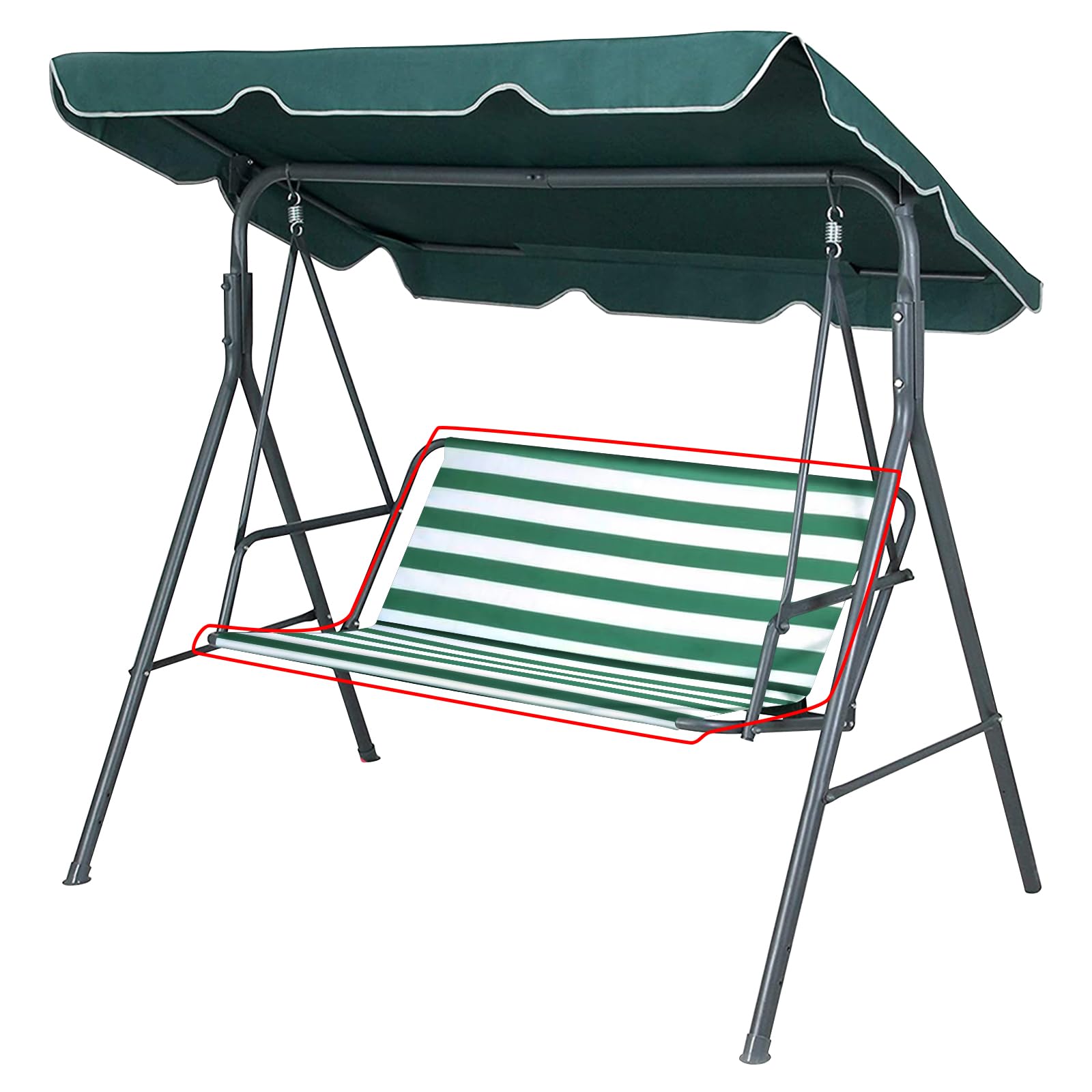WingFly Funda de Asiento de Jardín para Columpio de Jardín, para Silla Mecedora de Jardín, Fundas para Silla de Jardín, 2 y 3 Plazas Rayas Horizontales Verde (158 * 52 * 52cm)