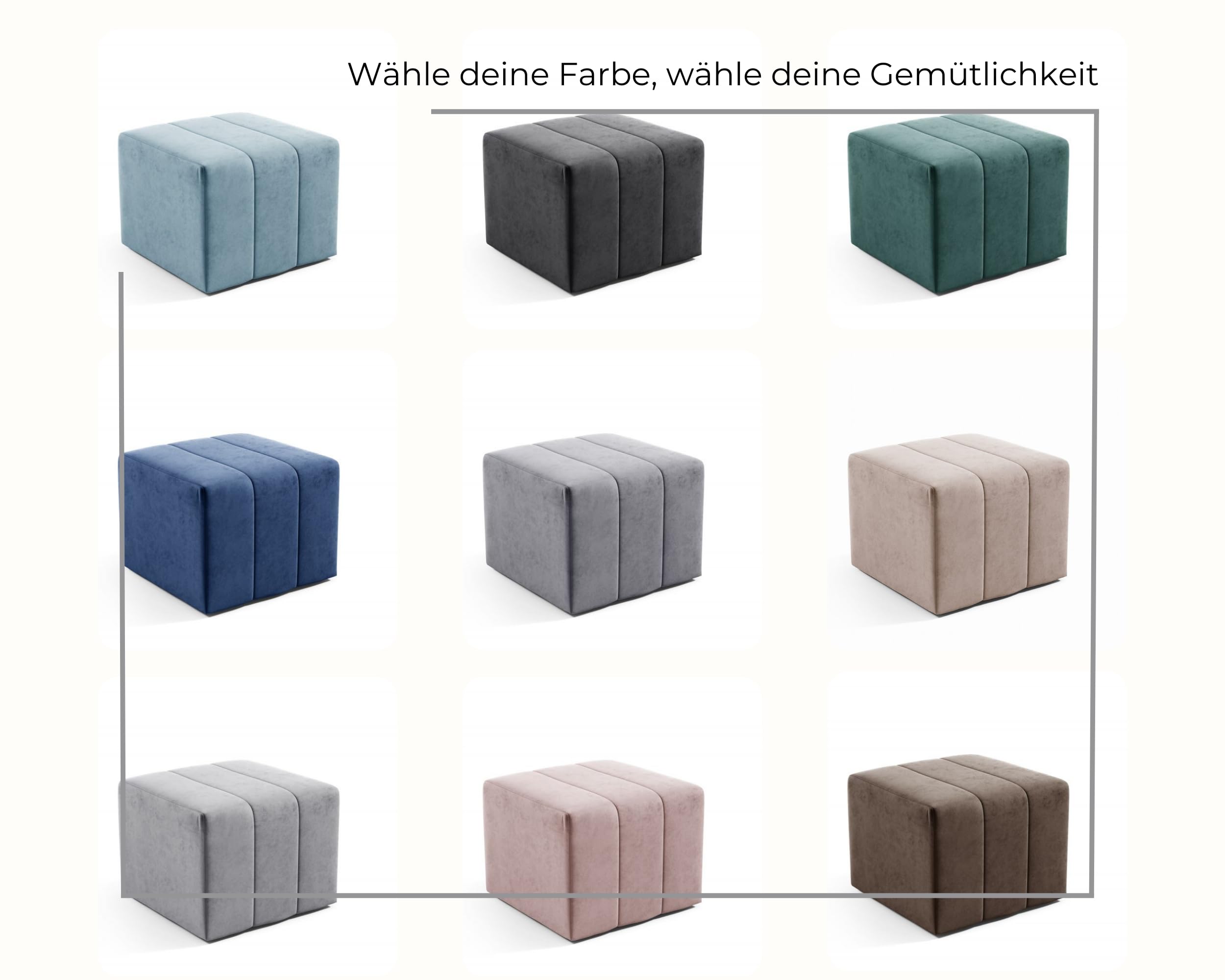 LIKMA Pouf, Hocker Beige 46x35x46 cm, 3D-Effekt Velvet Sitzhocker, Fußhocker, Pouf Hocker, Polsterhocker, Moderne Sitzbank, Garderobenbank, Ottoman Stoff: Jasmine 22