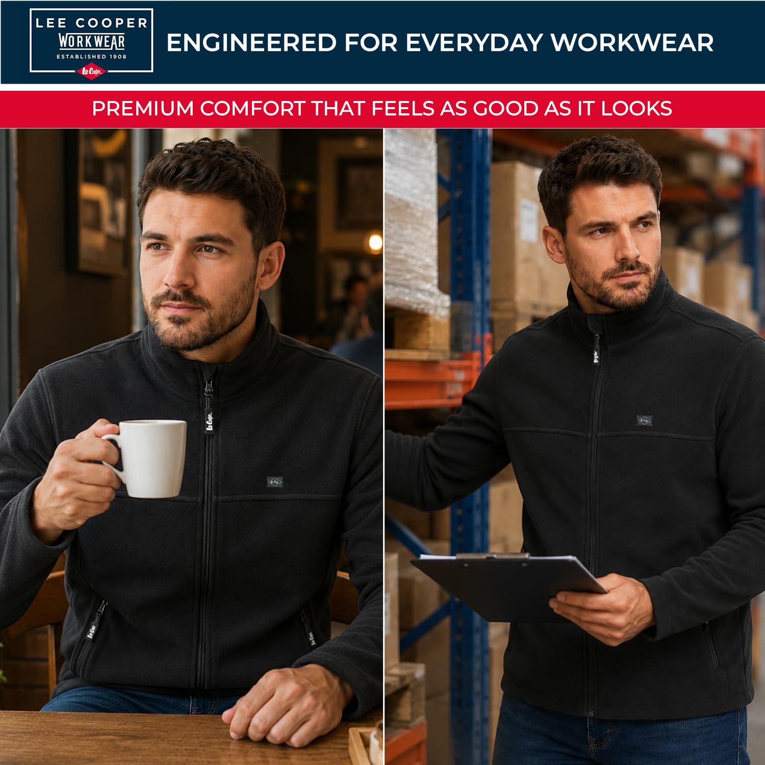 Lee Cooper Suéter Térmico de Forro Polar con Cremallera Completa Pullover Sweater Hombre (Pack de 1)