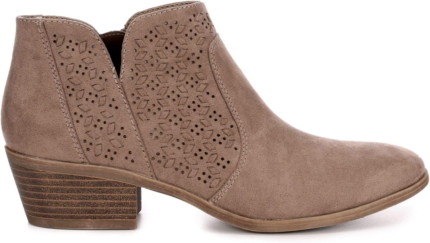 taupe perforated booties