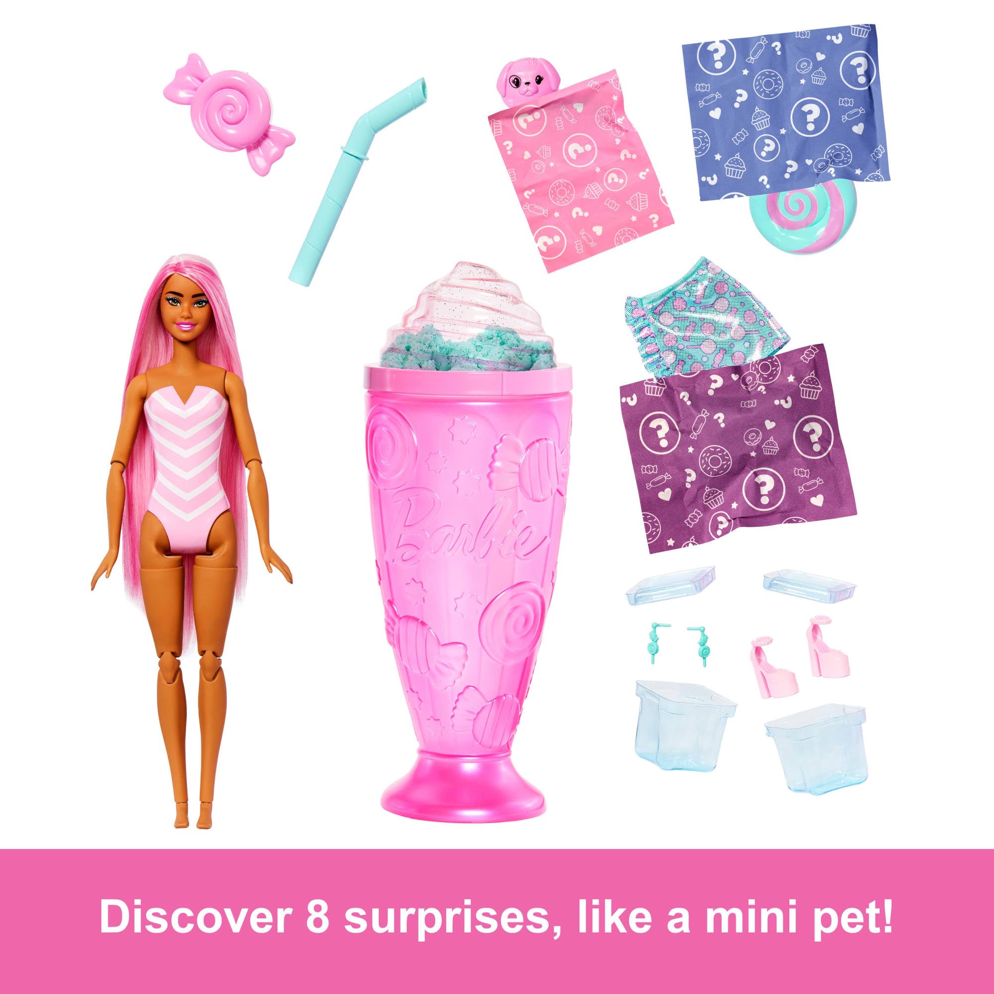 Barbie Pop Reveal Series Fashion Doll & Accessories Set, Treat Series, Sweet Swirl Theme with Pet - Image 3