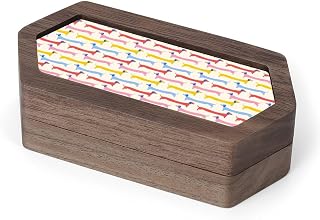 LYERSKD Colorful Dachshund Dog Jewelry Box | Wooden Dual Slot Ring Holder with Smooth Finish Elegant Organizer for Rings Trinkets and Home Decor Display