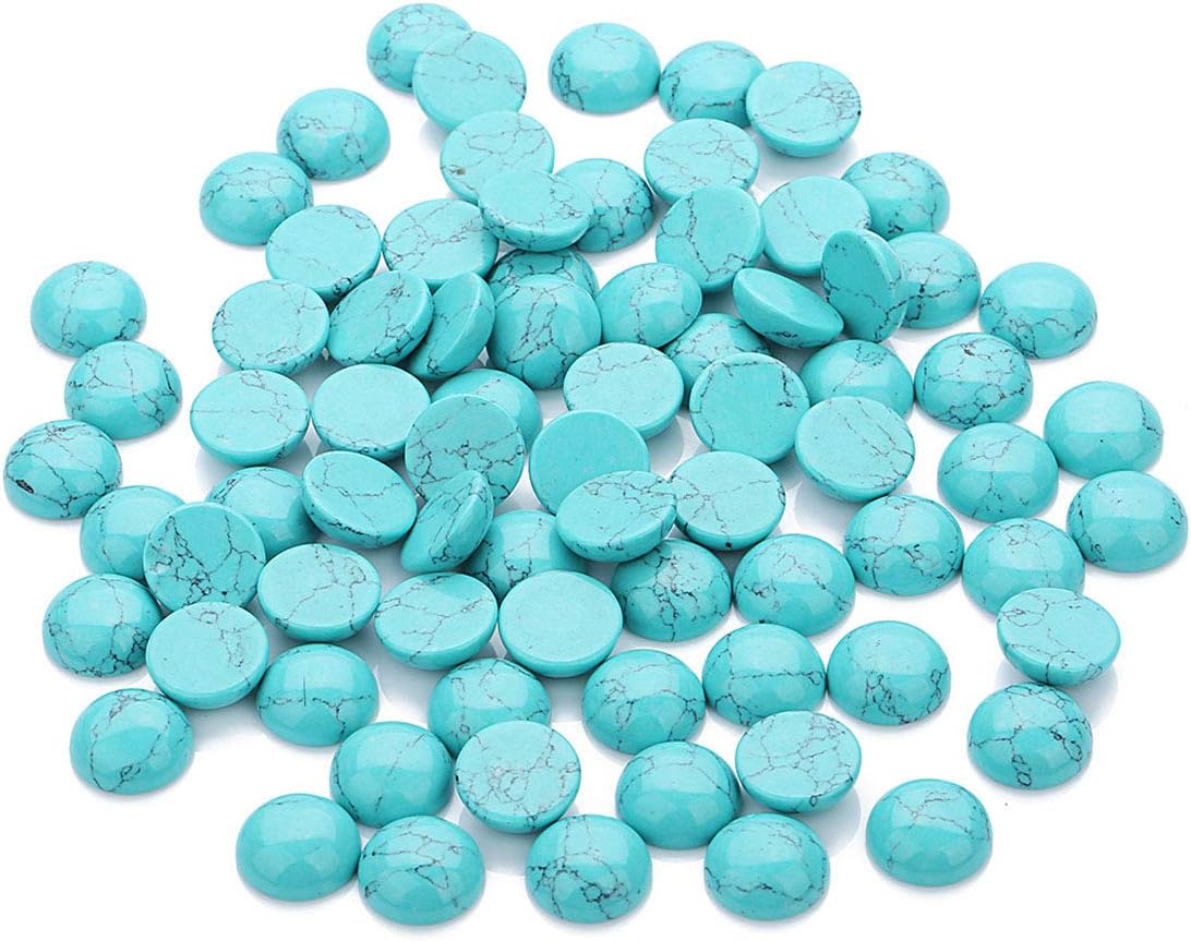20PCS Blue Synthetic Turquoise Stone Cabochons Stone Jewelry Round Flat-Back Design No Hole Beads Half Round Charms for Jewelry Making (Dia=4mm) - Image 3