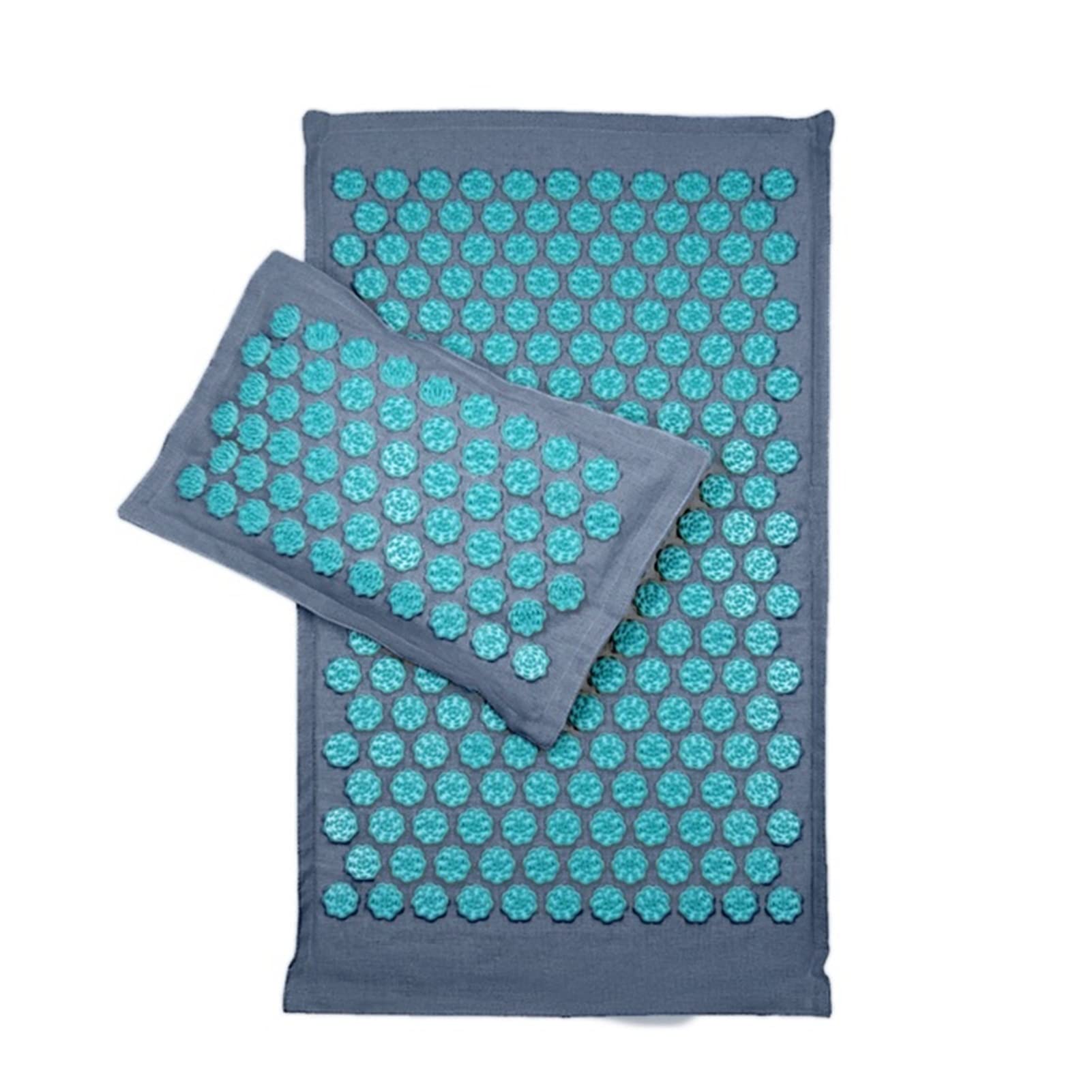 Cojín De Masaje Mataje de acupresión de fibra de Mataje trasero Mataje Masaje con almohada Conjunto de relajación Alivio de estrés Spike Acupuntura Math Cushion Cojín De Masajes(Gray Pillow Mat)