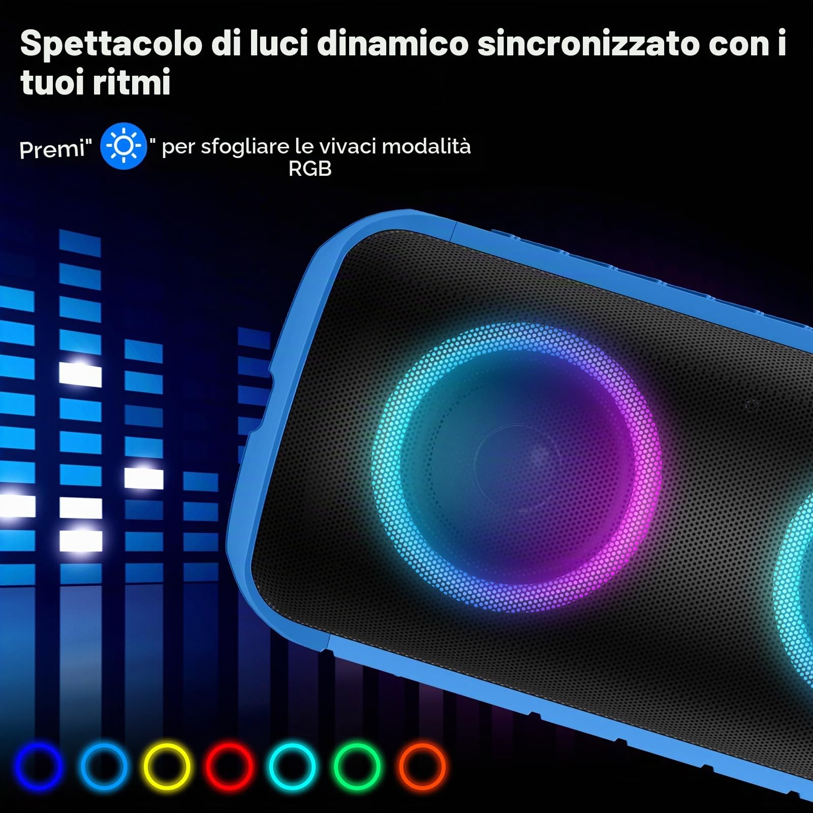 Cassa Bluetooth Portatile Potente 24W, Altoparlante Bluetooth 5.3 con Suono Stereo, IPX6 Speaker Bluetooth con Luce LED, Abbinamento TWS, 12H di Autonomia, Chiamata Senza Mani per Casa, Esterno,Viaggi