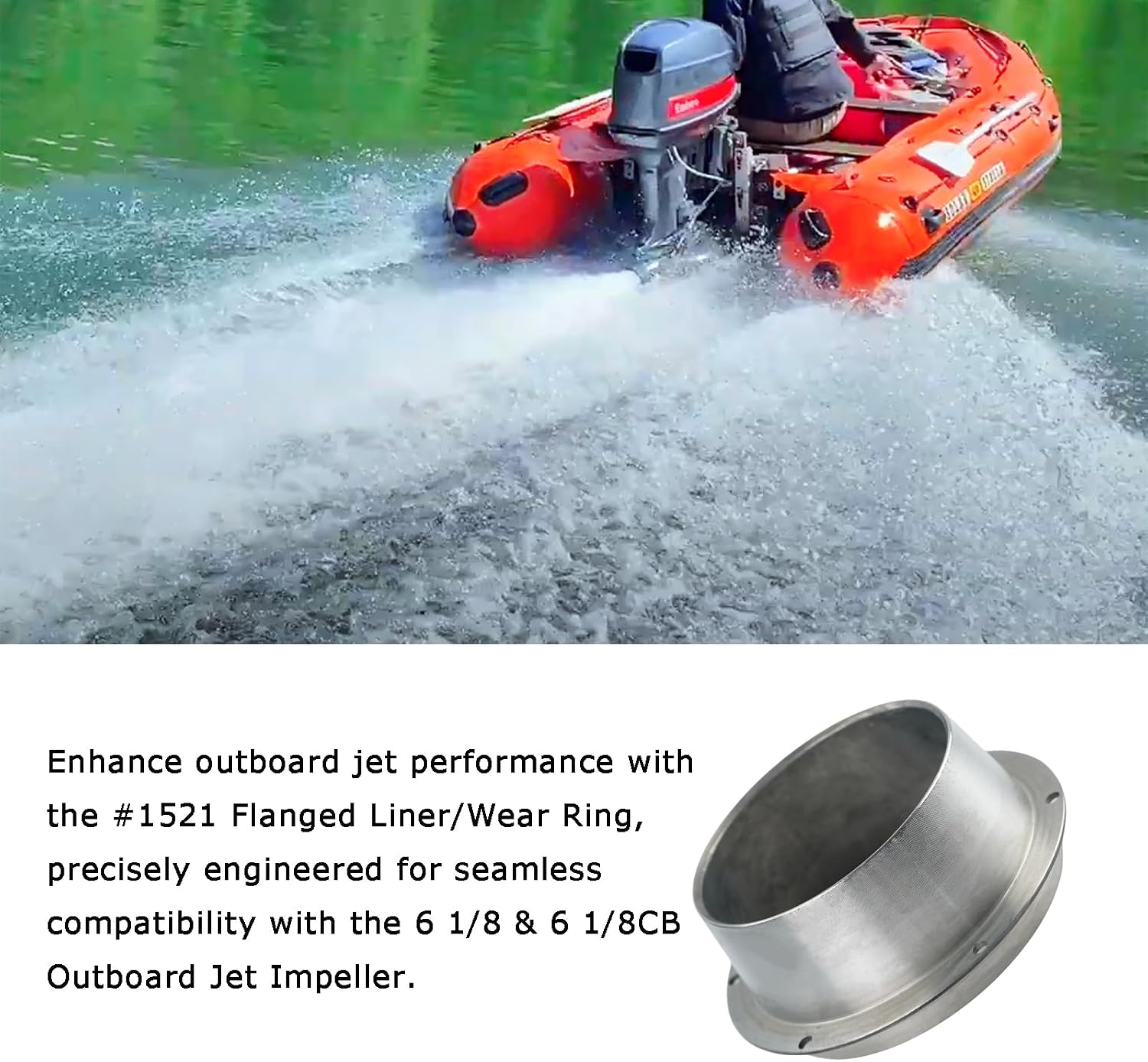 Outboard Jets Flanged Liner Part No.1521 Zinc-Aluminum Alloy | Wear Ring for Medium Series Pumps #1521 Replacement for 6 1/8 #1737 & 6 1/8 CB #1860 Jet Boat Impellers fits Mercury,YAMAHA