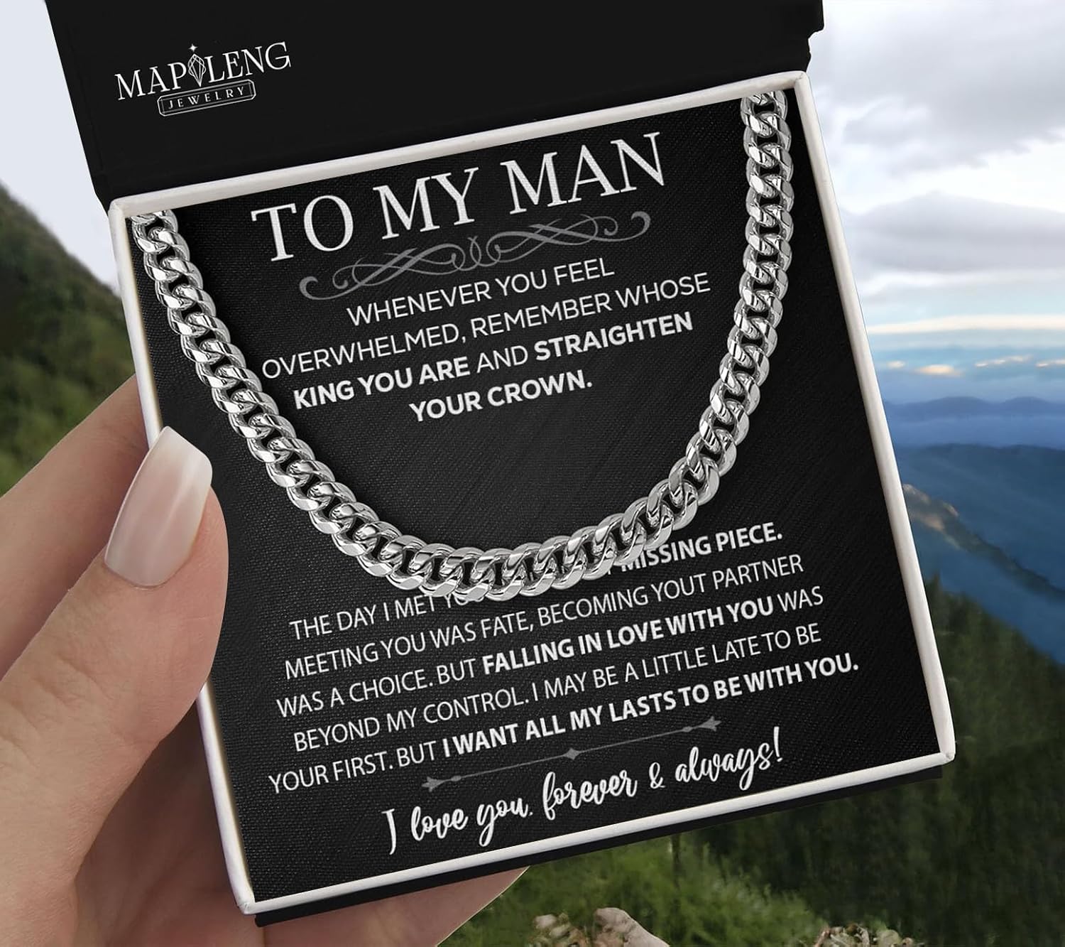 To My Man Cuban Chain Necklace With Heartfelt Message & Elegant Box, Husband, Boyfriend, Man Necklace Gift On Graduation, Birthday, Wedding, Christmas, Anniversary, Valentine's Day - Image 5