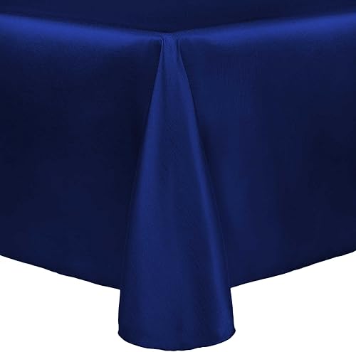 ULTIMATE TEXTILE Majestic - Mantel ovalado reversible Shantung Satin (52 x 70 pulgadas), color azul marino