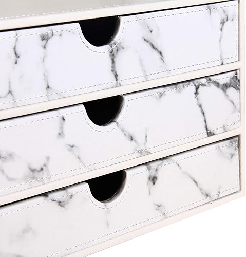 Miniatura 5 de Ayunga Organizador de escritorio de piel sintética con 3 cajones, suministros de oficina ejecutiva, archivador de escritorio, archivador A4, caja de