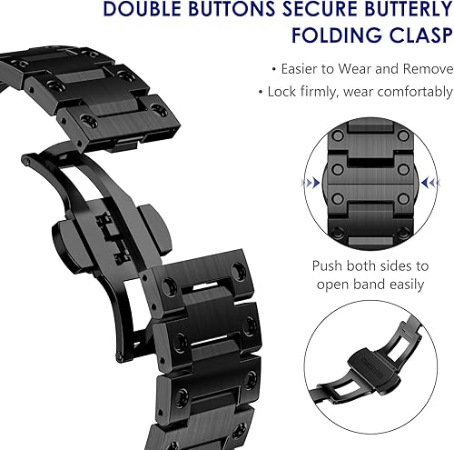 Miniatura 3 de WINGLE Correas de acero inoxidable para Apple Watch Band Ultra 321 Band 1.929 in Series 1110 1.811 in 1.772 in 1.732 in 1.654 in SE 321 9 8 7 6 5 4