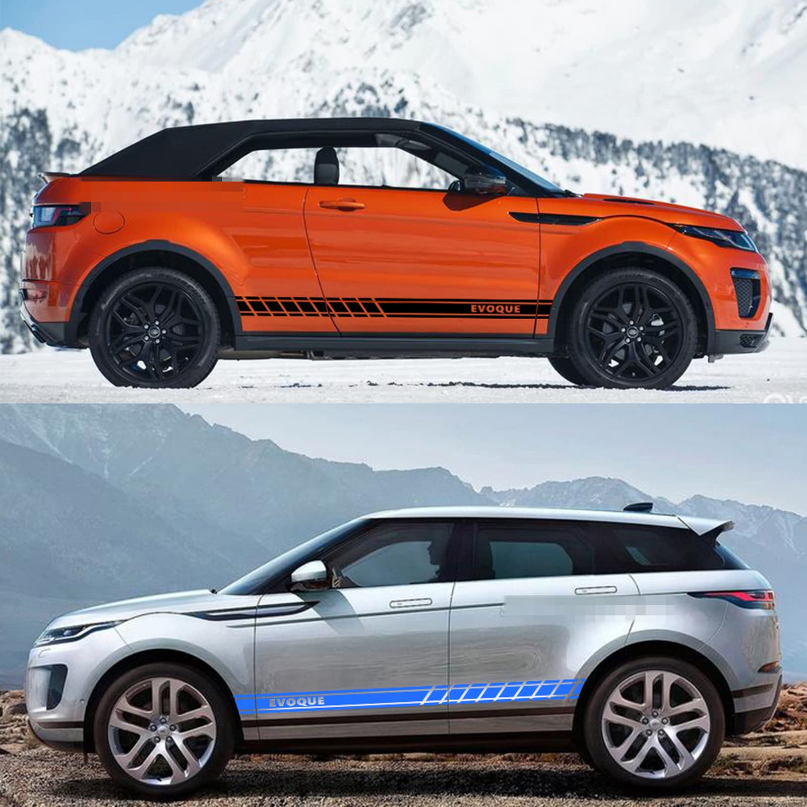 XRDCPMLM Autocollant Jupe Latérale Voiture Pour Freelander 2004-2009,Latéraux Carrosserie Rayures Latérale Sport Autocollants D'autocollant Porte Décoration,A-3Black