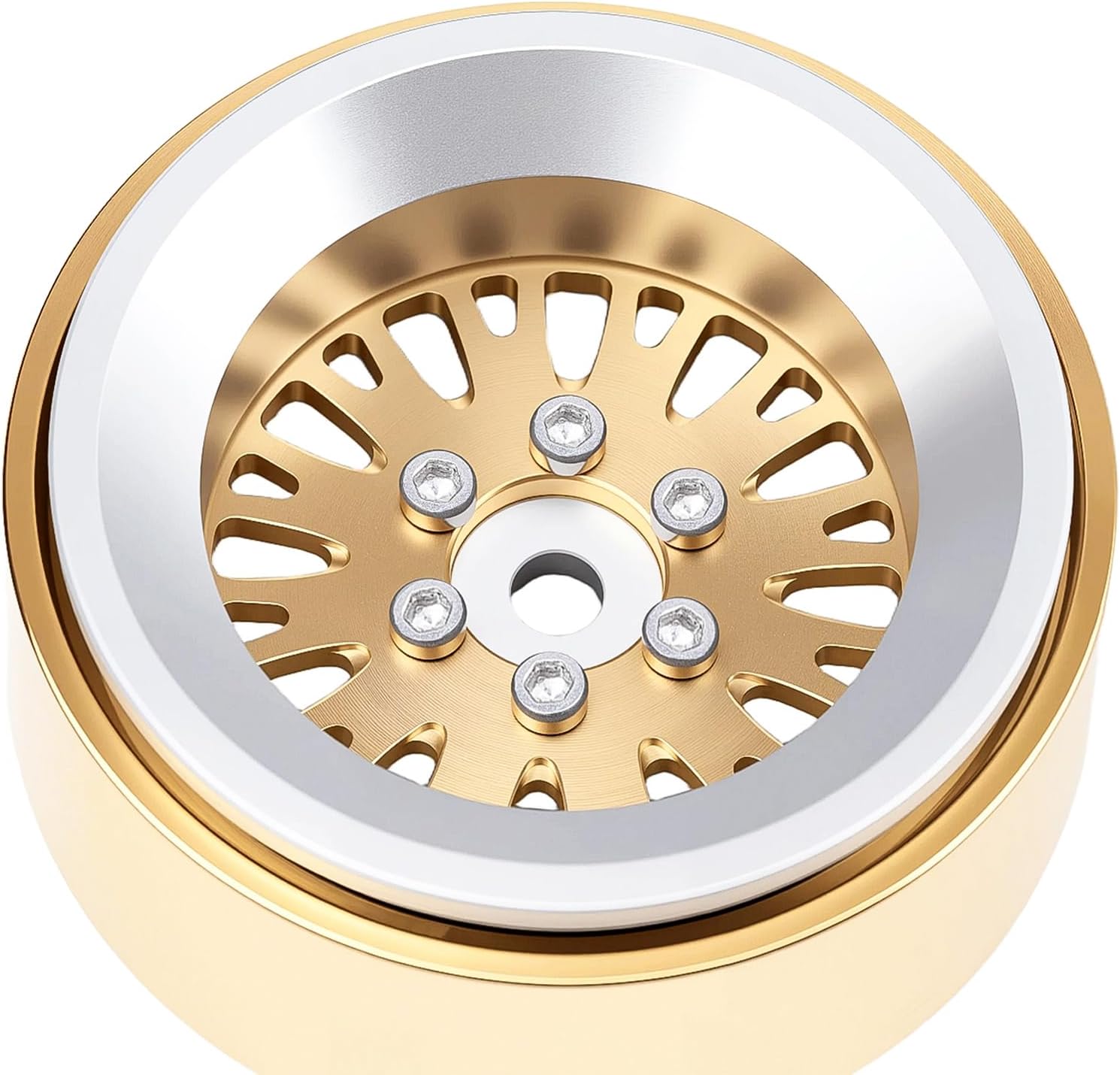 DJX 4PCS RC Brass 1.3 Inch Beadlock Wheels 45g/pc Negative Offset -4.25 for 1/24 Axial SCX24 FCX24 1/18 TRX4M Redcat Ascent-18 HPI Venture 18 Upgrade Parts