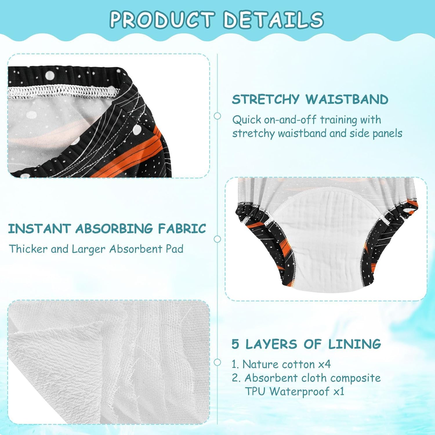 Little Girls Potty Training Underwear Pants Reusable Lazy Lakeshore Galaxy Black Nighttime Potty Training Pants