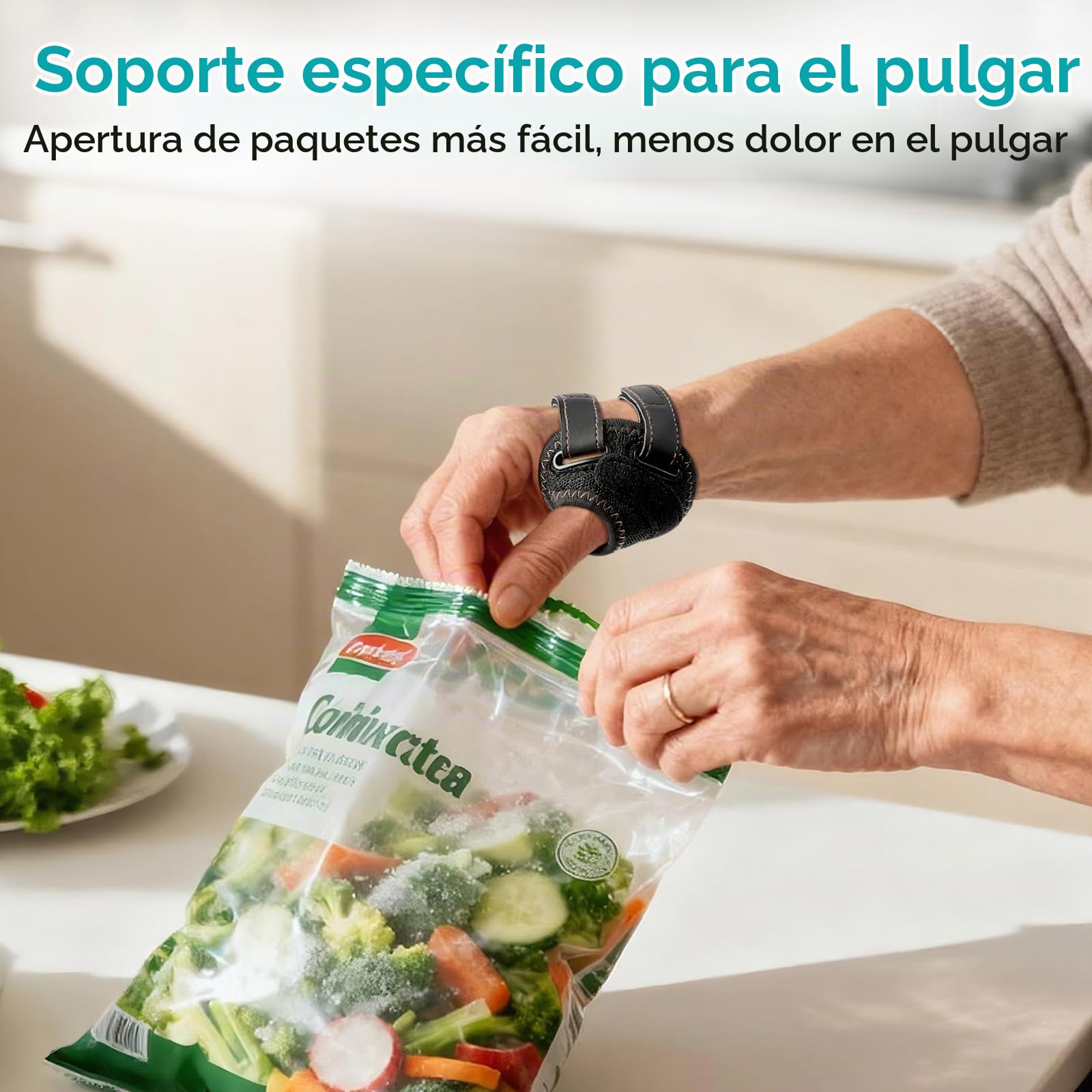 FORTEMOTUS Ortesis Pulgar CMC, Vendaje en Tela Transpirable para Articulación del Pulgar, Alivio Dolores Rizartrosis, Artrosis, Inestabilidad Articular, Mano Izquierda, Talla M