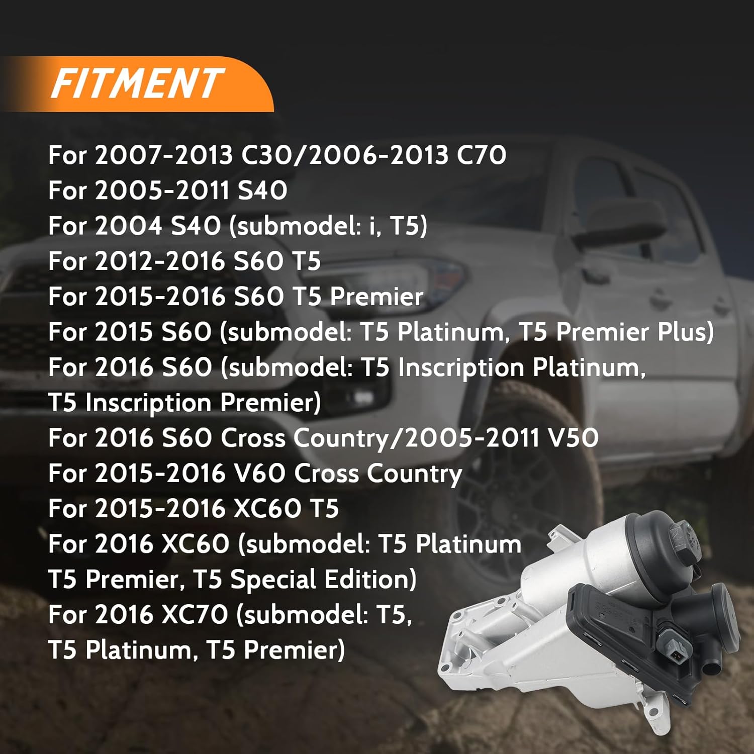 Engine Oil Filter Housing with Gasket 31338685 for C30 C70 S40 S60 S80 V50 2.4L 2.5L replace 31338684 30788494 30684381