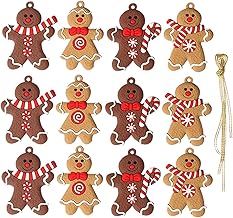 12 Pack Traditional Ginger Man Christmas Tree Decorations Hanging Charms (Lebmann B)