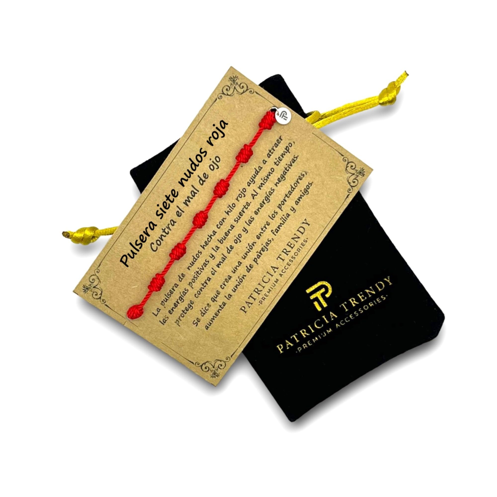 Pulsera siete nudos roja original - Contra el mal de ojo - Hilo rojo protección energía negativa - Amuleto para la buena suerte - Prosperidad familia amigos parejas (8 colores)
