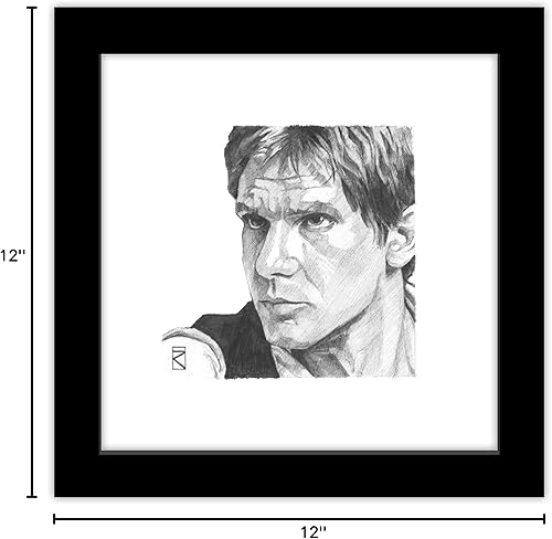 Miniatura 9 de Trends International Gallery Pops Star Wars Saga - Arte de pared de boceto de Han Solo, versión enmarcada en negro, 12 x 12 pulgadas