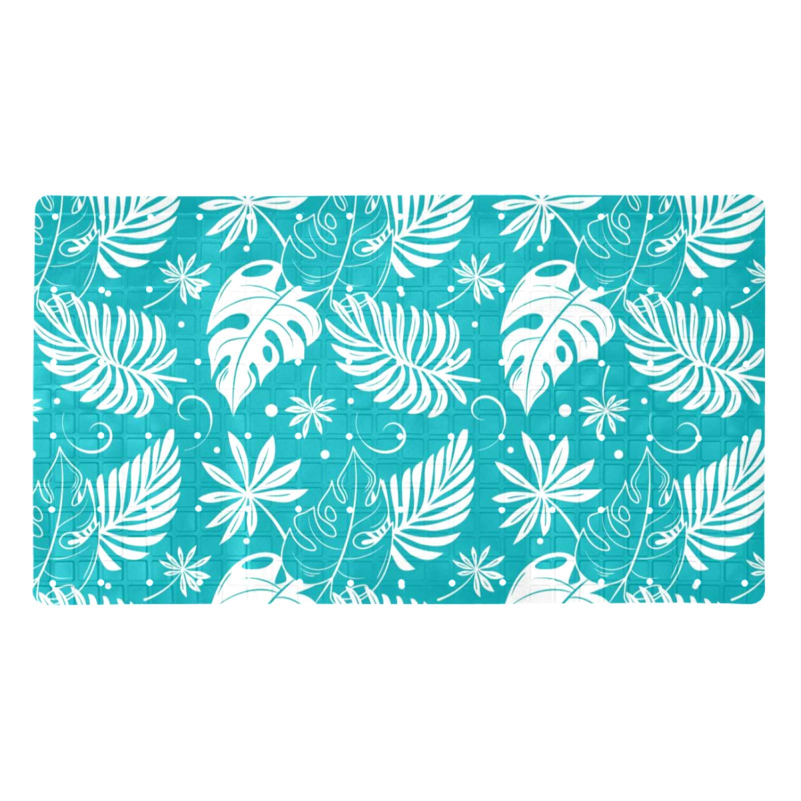 Tapis de bain antidérapant bleu tropical en PVC sans BPA pour douche