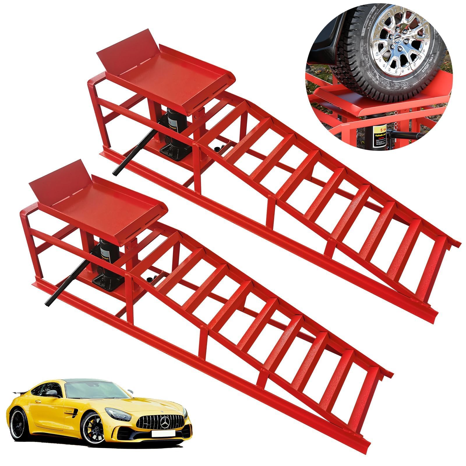 Long Car Ramps 2X Heavy Duty 5 Ton 2.5+2.5 Ton Plastic Car Ramp