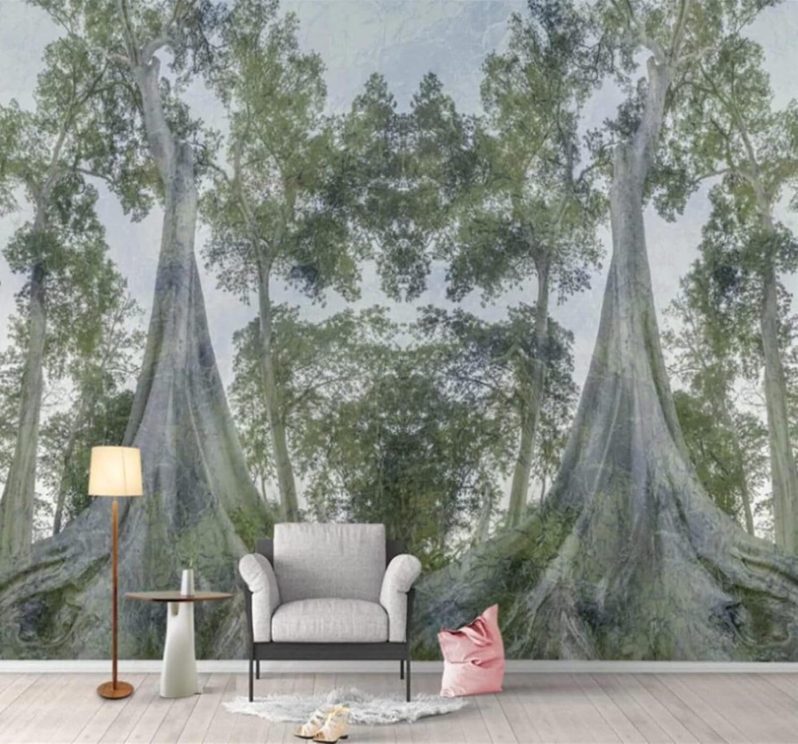 XLMING Fresh Large Green Forest Large Trees 3D Wallpaper Luxury Home Dining Decor Paste Sofa Living Room The Wall for Bedroom Mural-350cm×256cm