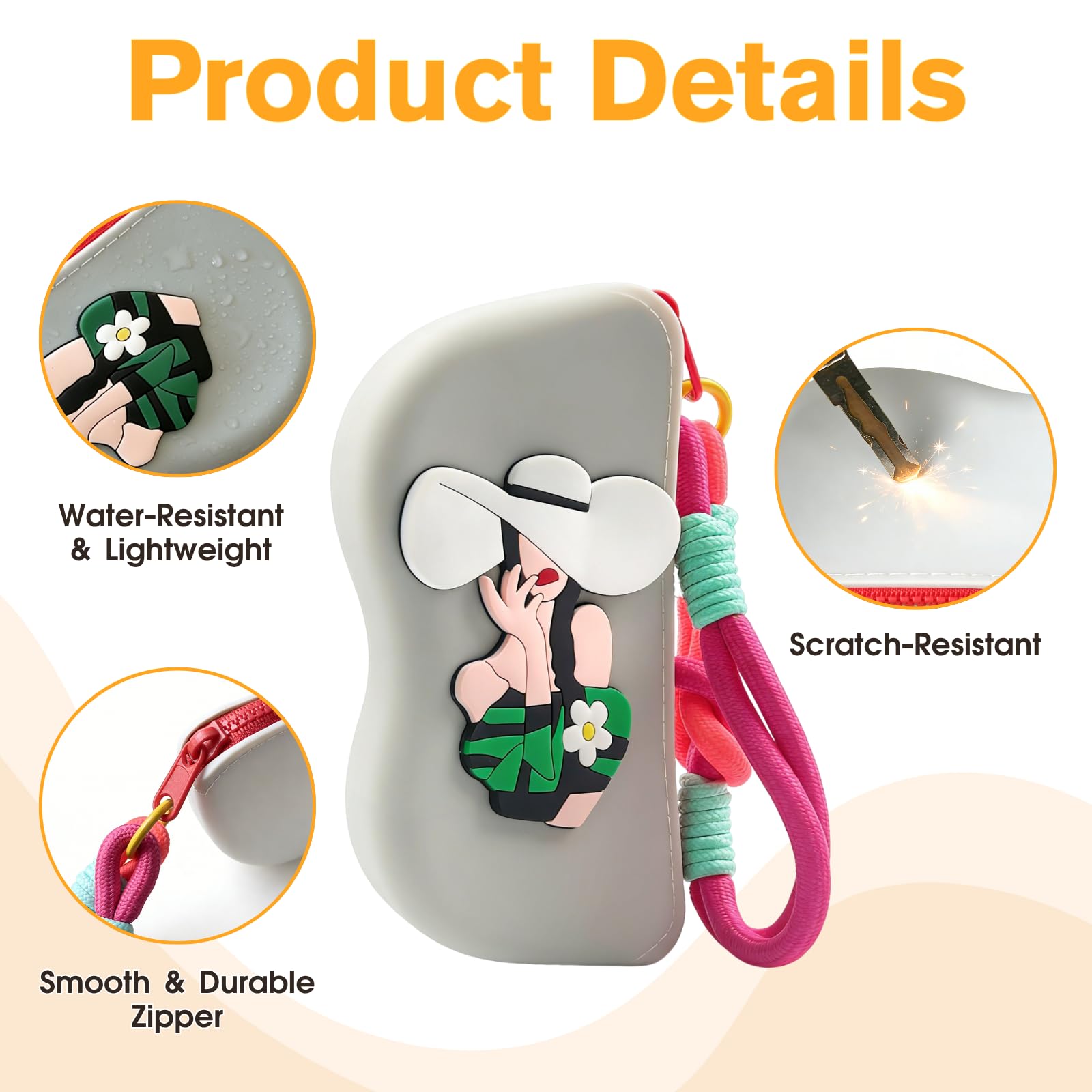 Custodia per occhiali sottile in silicone, custodia portatile morbida per occhiali da sole per donne e bambini, impermeabile e resistente ai graffi, per uso quotidiano e da viaggio