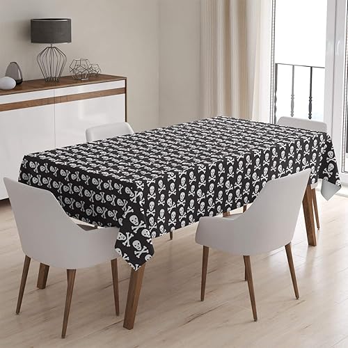 Miniatura 2 de Q-Beans Mantel decorativo rectangular Tamaño 52 x 70 pulgadas, mantel lavable y reutilizable para interiores y exteriores (calaveras piratas de