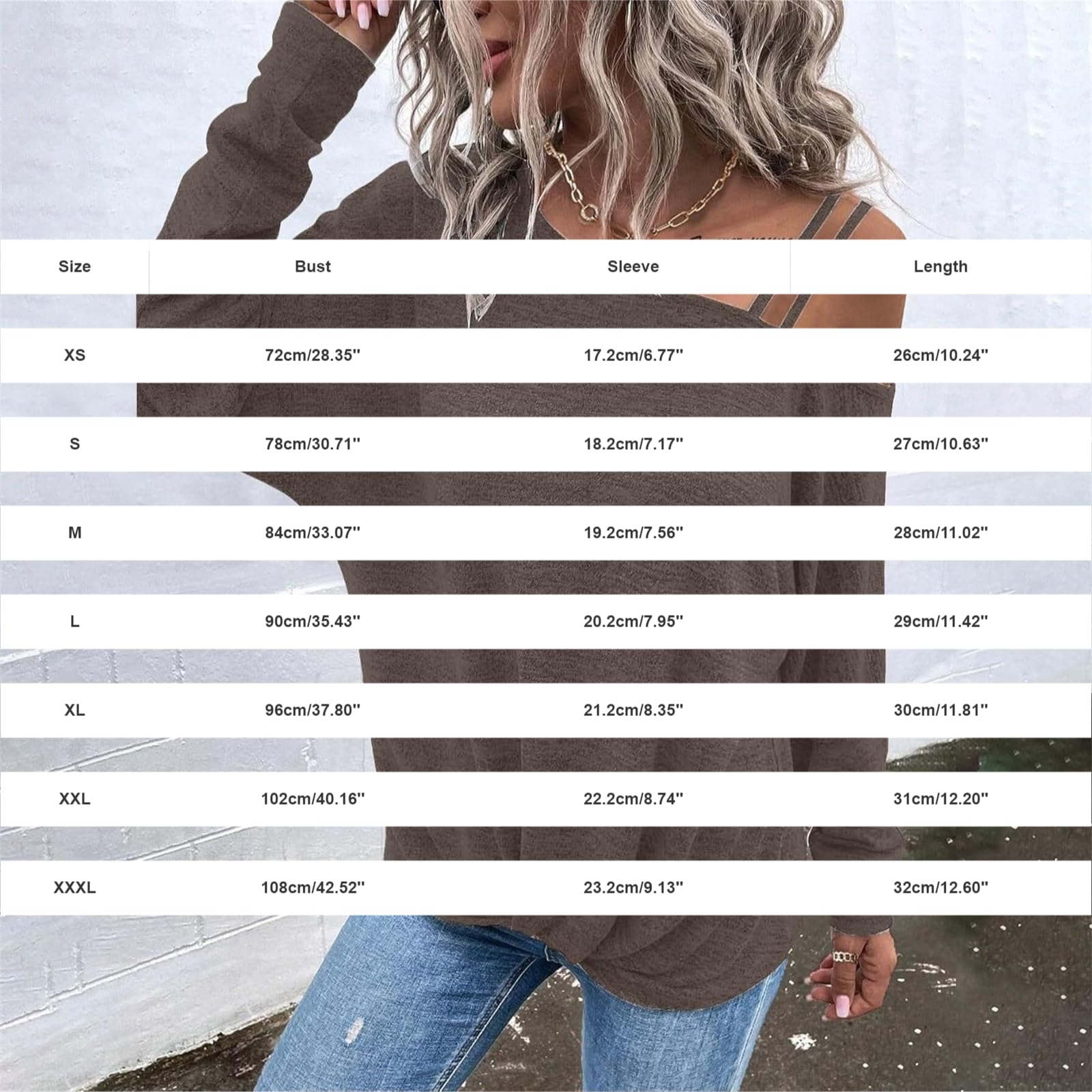 Générique Haut Tricot Chiné Manches Longues Féminin, Épaules Nues Asymétriques À Double Bretelle, Coupe Relax Tunique Épaules Dénudées pour Port Quotidien Printemps Automne