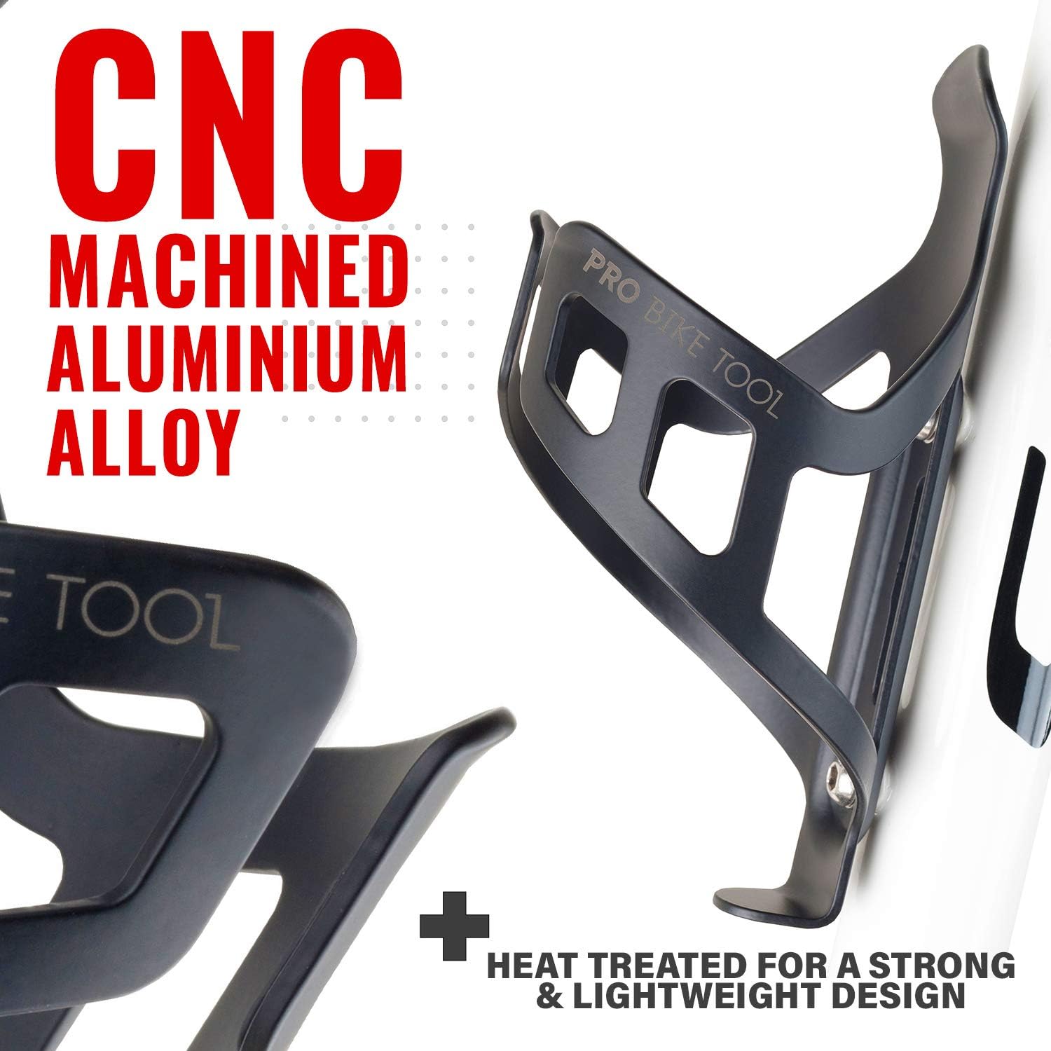 PRO BIKE TOOL Bike Water Bottle Holder - Black or White Gloss or Matte Black, Secure Retention System, Lightweight and Strong Bicycle Bottle Cage, Great for Road and Mountain Bikes (Matte Black) : Sports & Outdoors